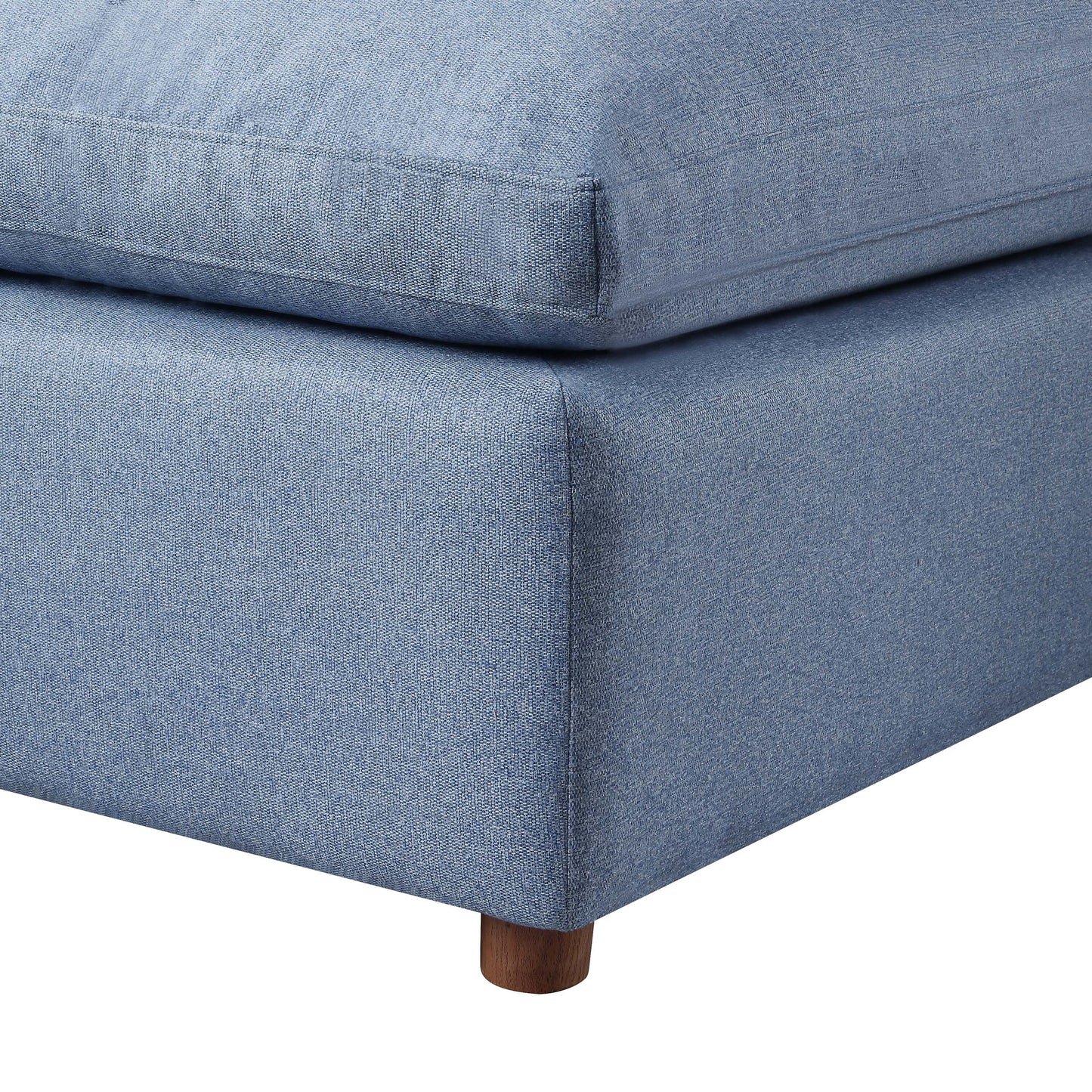 Divano componibile modulare a 4 posti in lino blu con cuscini