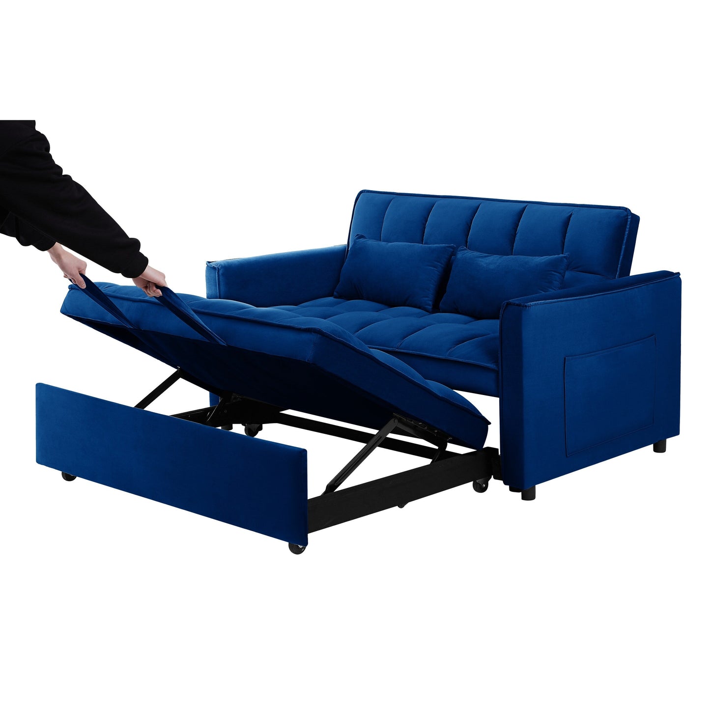 Divano letto convertibile 3 in 1 Blue Modern 55.1 con schienale regolabile e borsa portaoggetti per soggiorno