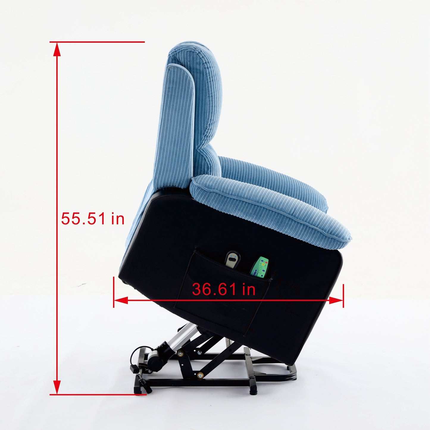 Poltrona reclinabile riscaldata moderna blu con 8 motori massaggianti e 10 livelli di intensità, perfetta per rilassarsi in soggiorno