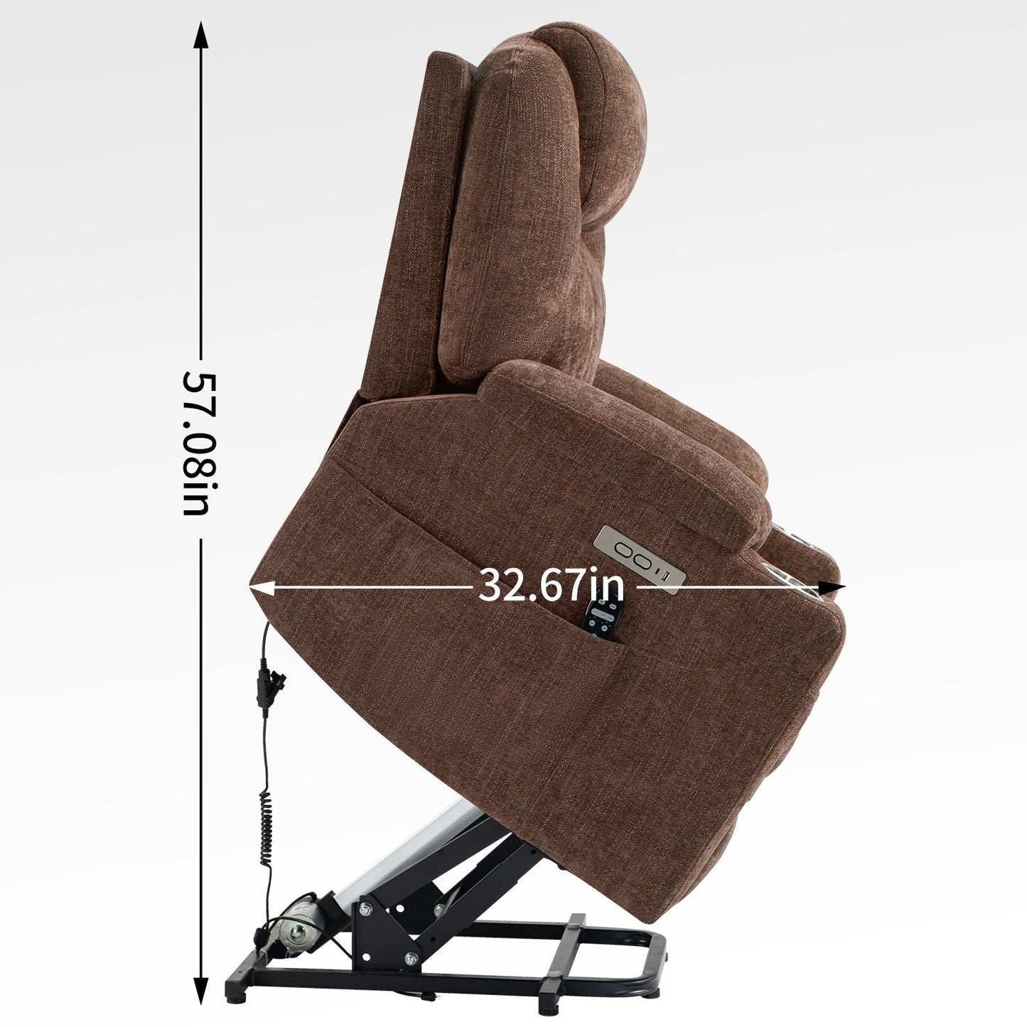 Poltrona reclinabile elettrica blu con massaggio vibrante a 8 punti, riscaldamento lombare, doppie porte USB, portabicchieri in acciaio inossidabile