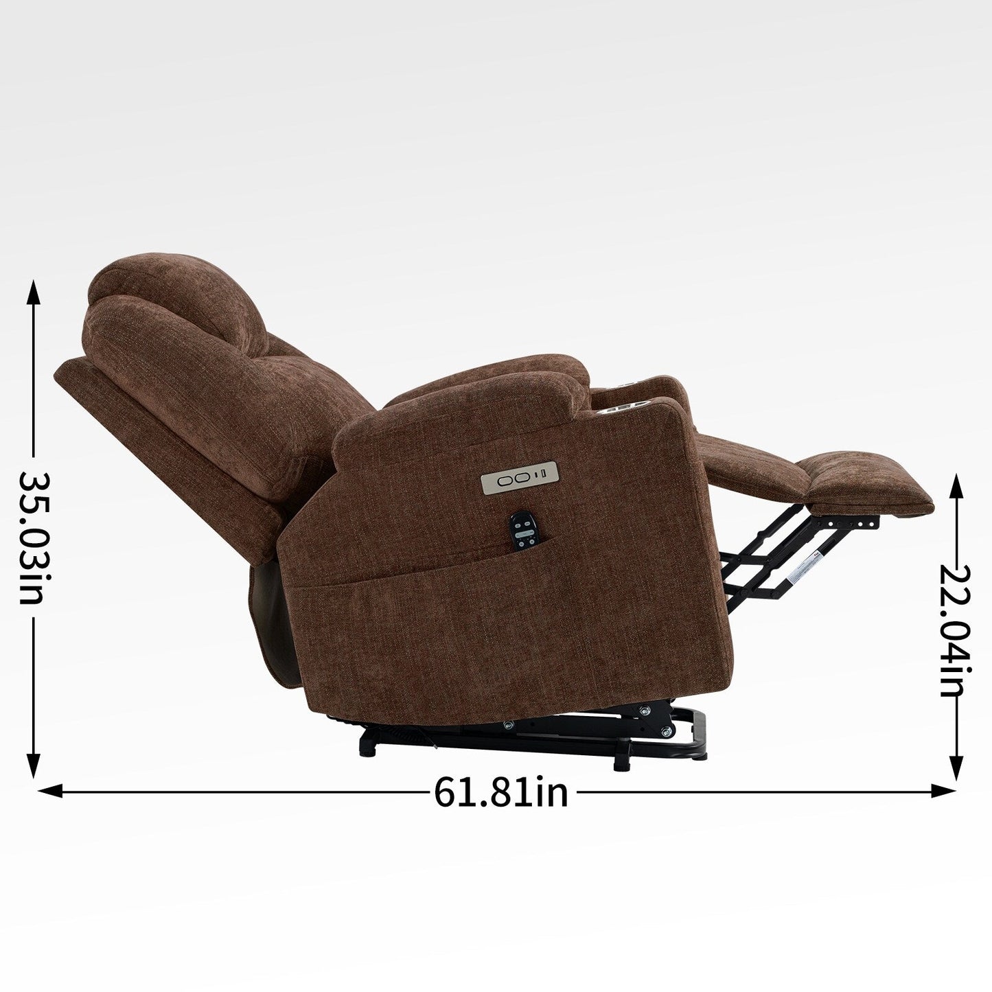 Poltrona reclinabile elettrica blu con massaggio vibrante a 8 punti, riscaldamento lombare, doppie porte USB, portabicchieri in acciaio inossidabile