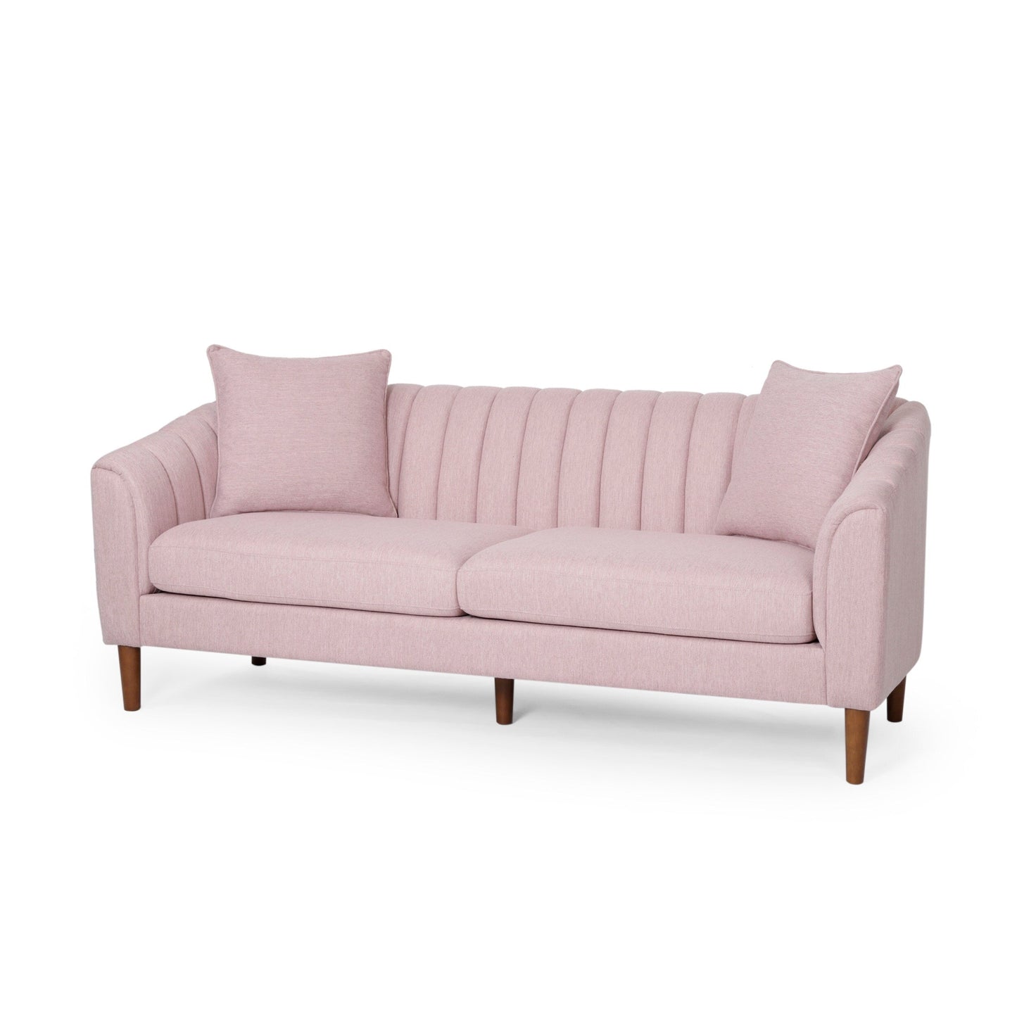 Divano Blush a 3 posti con gambe in legno e cuscini