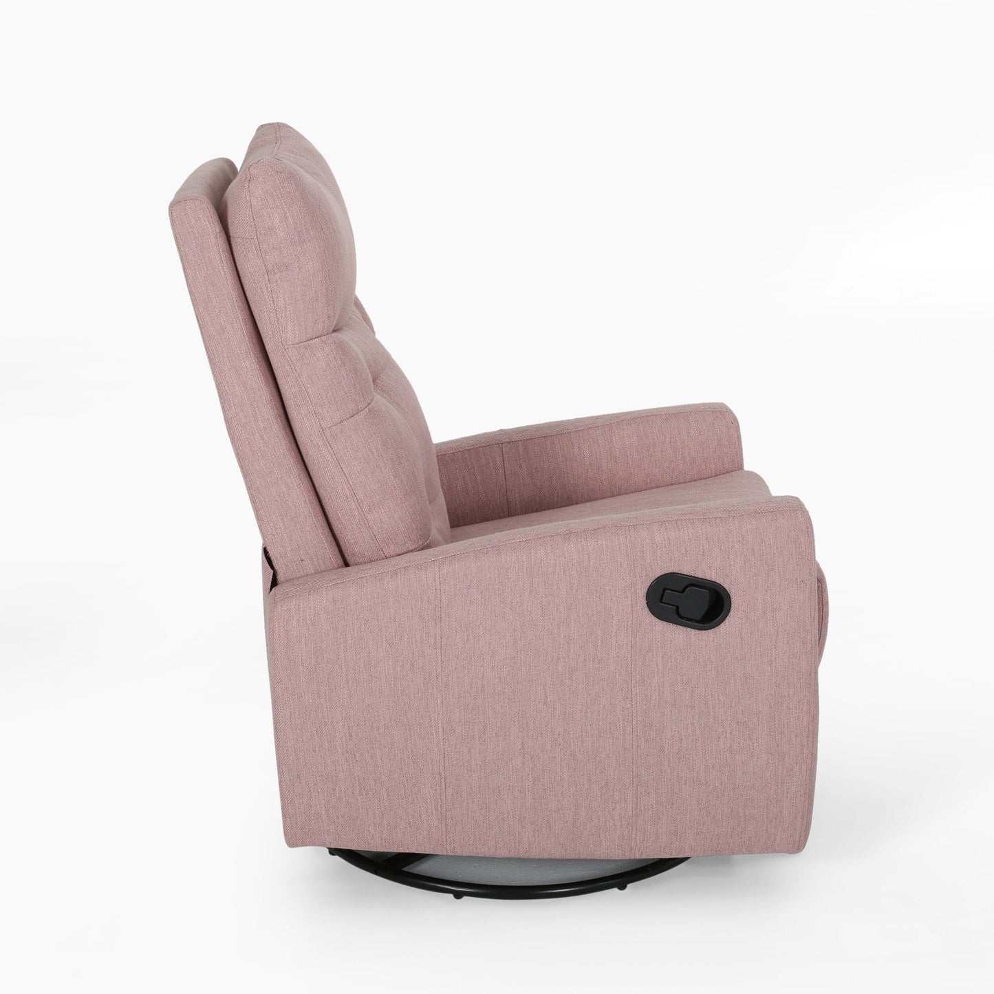 Poltrona reclinabile girevole moderna imbottita in tessuto Blush con poggiapiedi e schienale imbottito