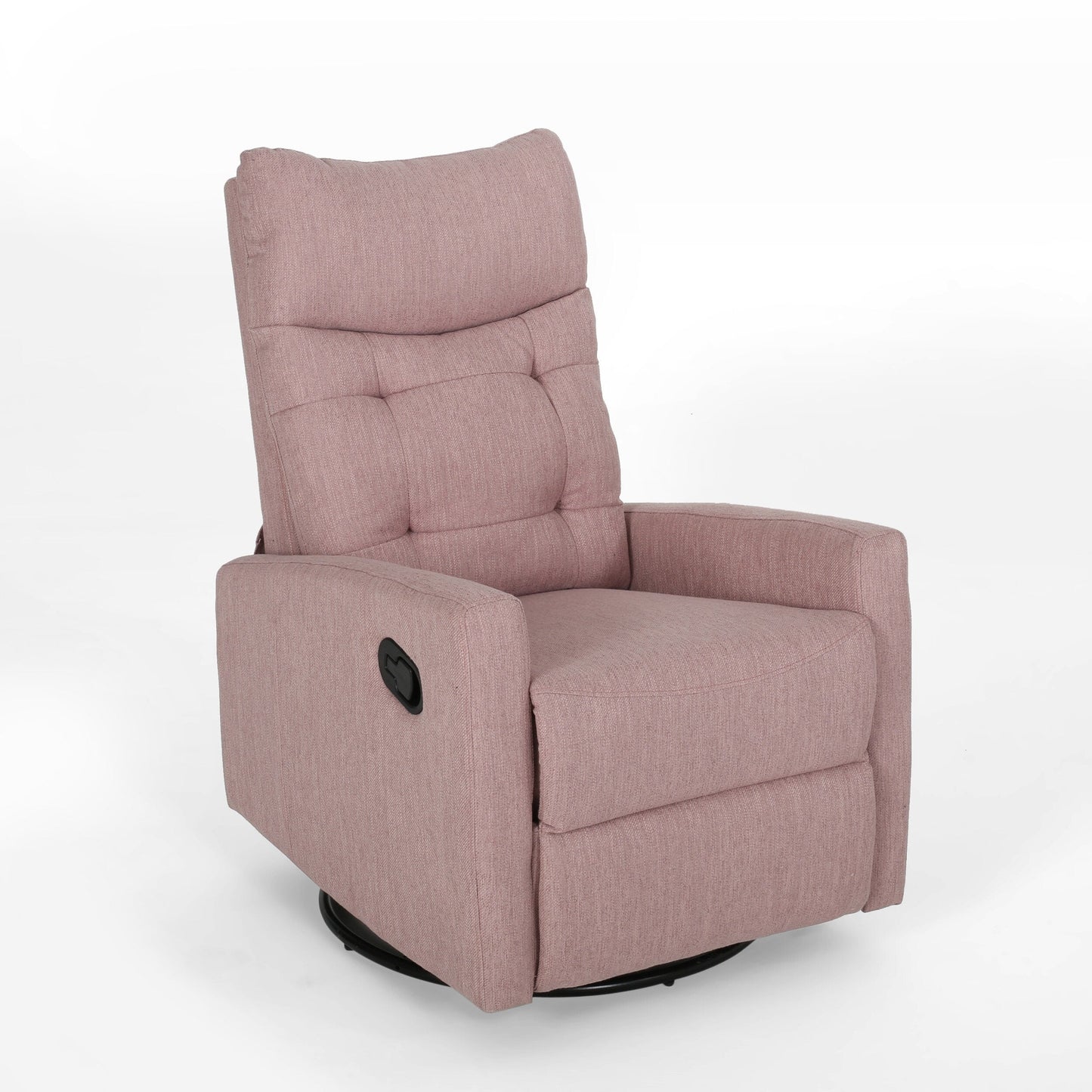 Poltrona reclinabile girevole moderna imbottita in tessuto Blush con poggiapiedi e schienale imbottito