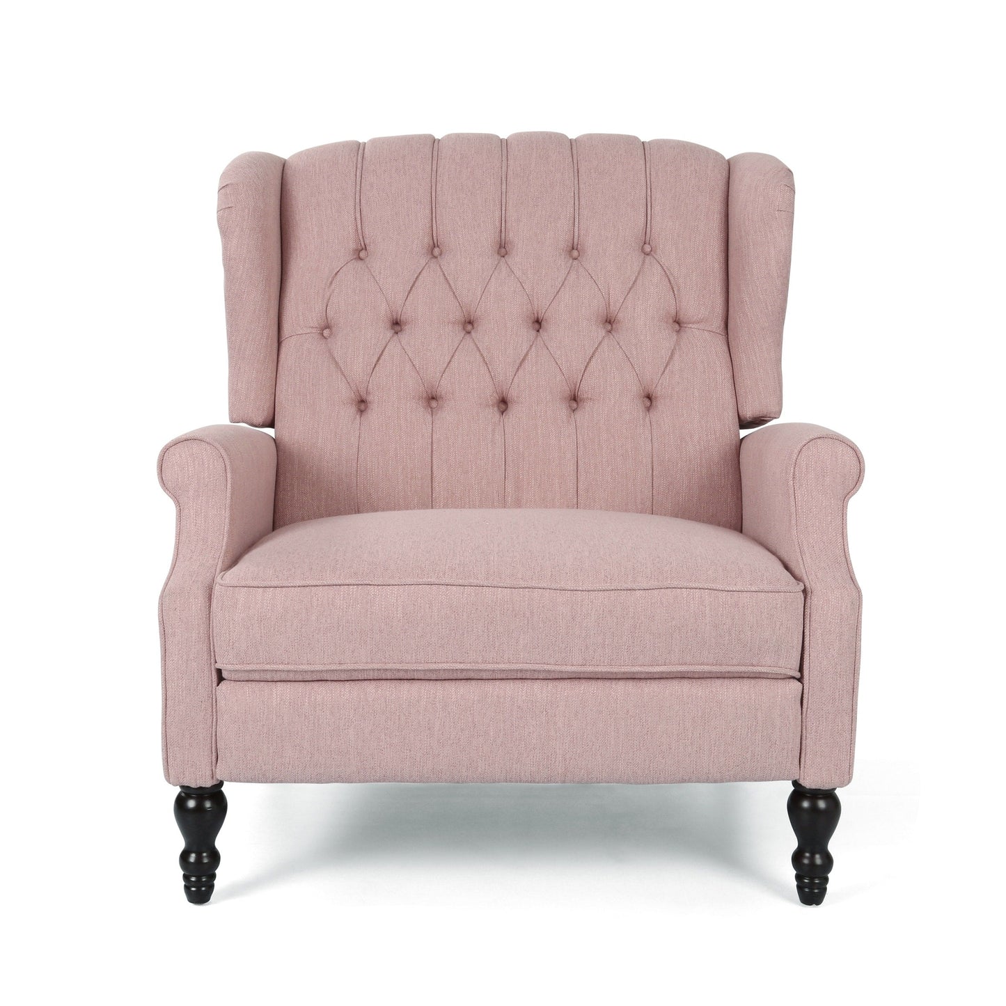 Poltrona reclinabile imbottita oversize Blush con schienale a ali e poggiapiedi, schienale con bottoni trapuntati e dettagli con borchie