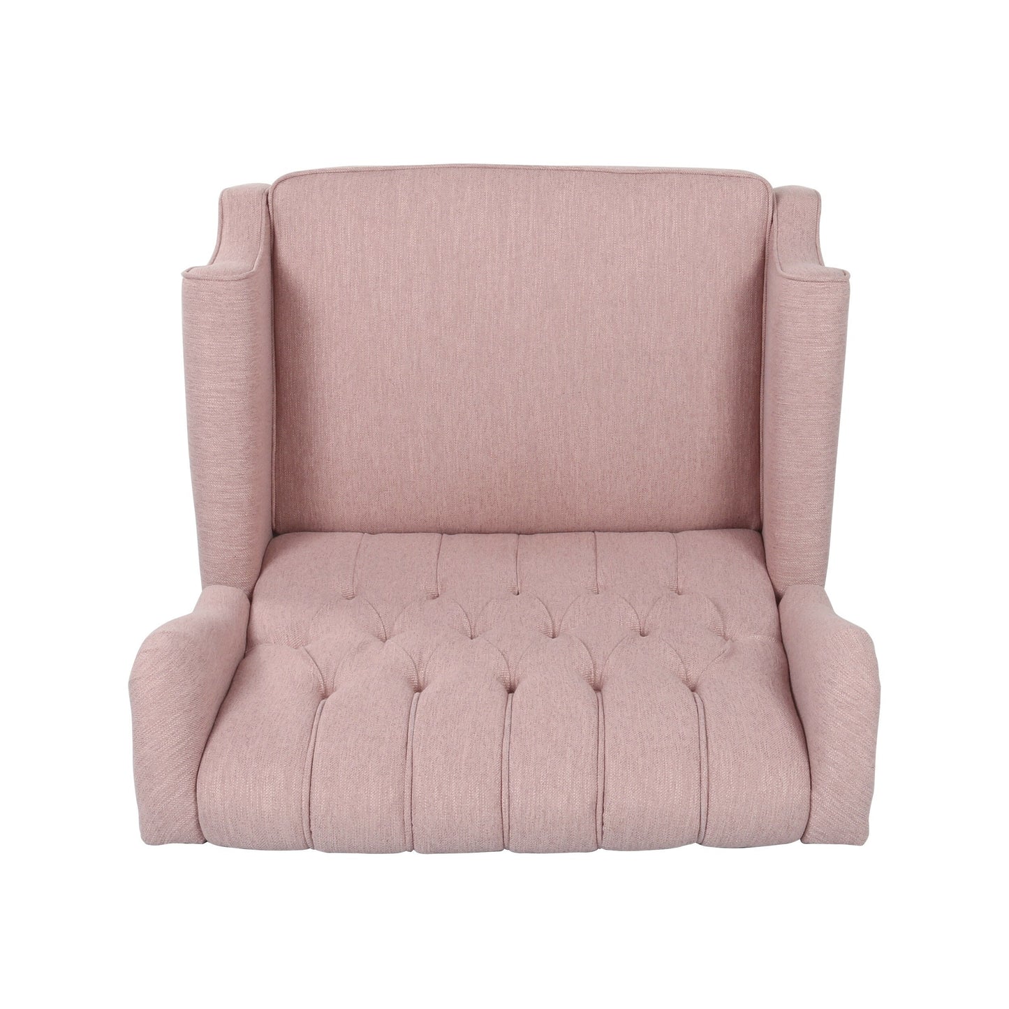 Poltrona reclinabile imbottita oversize Blush con schienale a ali e poggiapiedi, schienale con bottoni trapuntati e dettagli con borchie