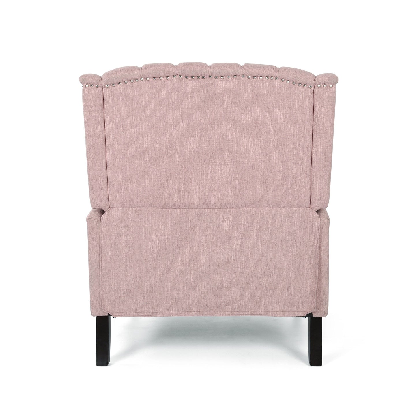 Poltrona reclinabile imbottita oversize Blush con schienale a ali e poggiapiedi, schienale con bottoni trapuntati e dettagli con borchie