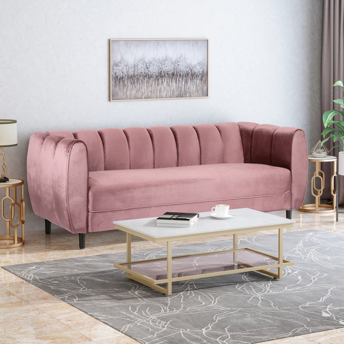 Divano moderno Bobran in velluto a 3 posti di Christopher Knight Home - 30,00 P x 83,25 L x 30,25 A