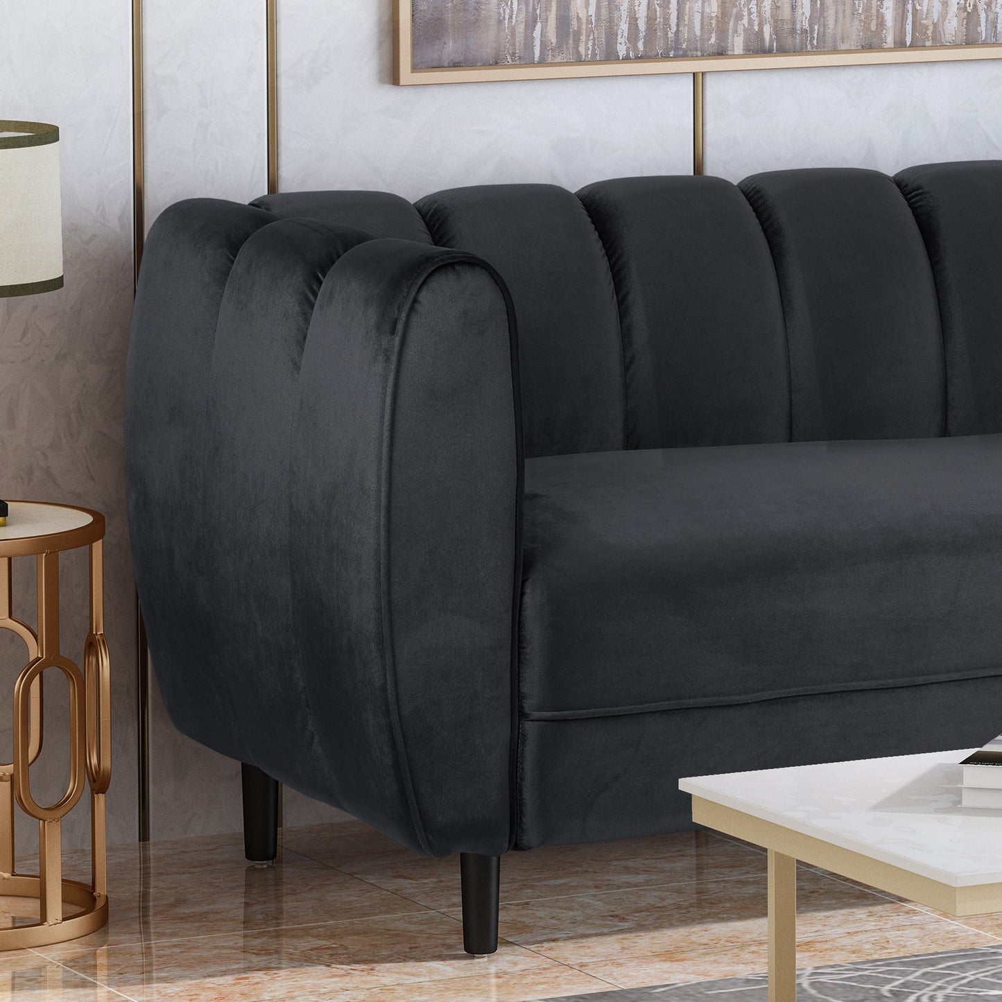 Divano moderno Bobran in velluto a 3 posti di Christopher Knight Home - 30,00 P x 83,25 L x 30,25 A