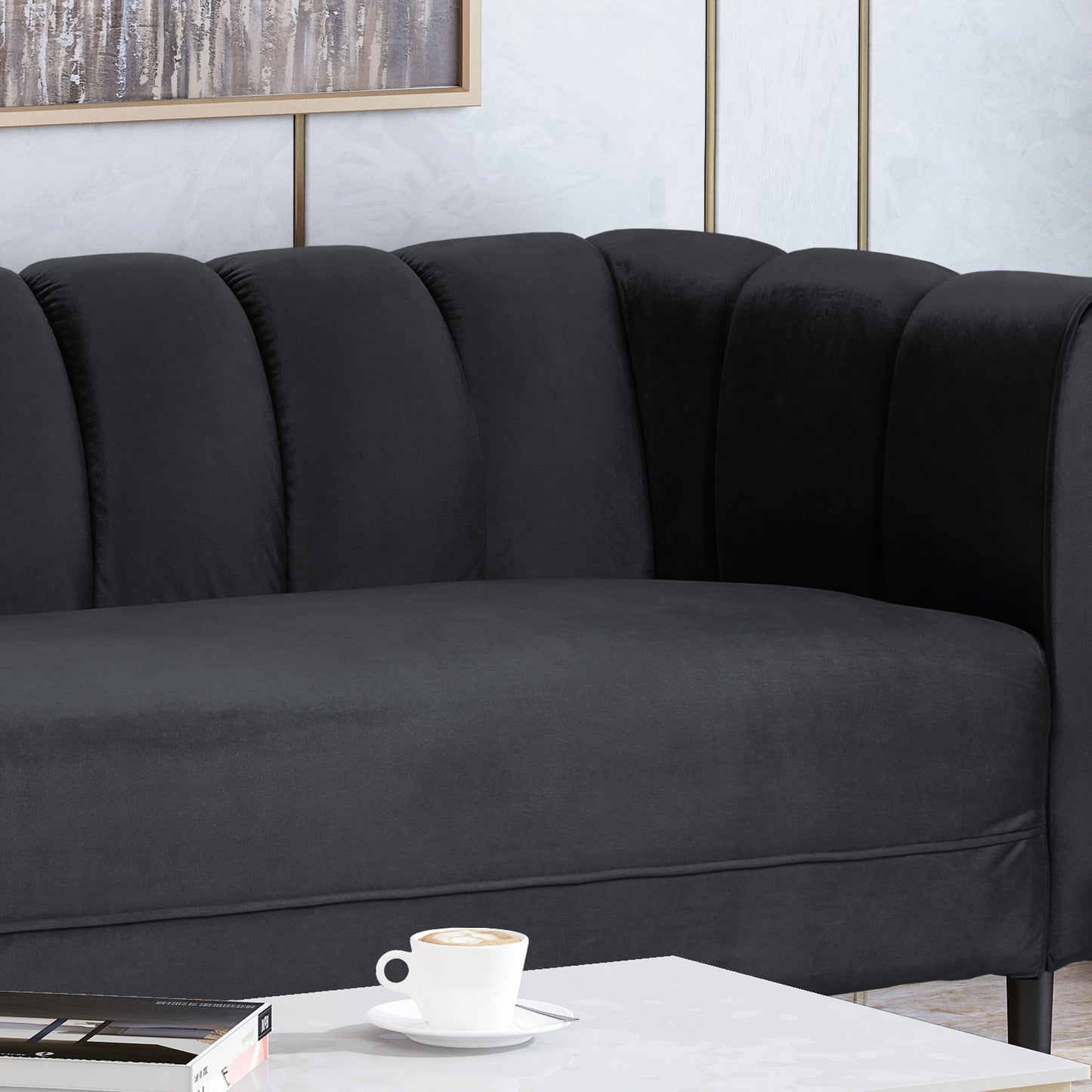 Divano moderno Bobran in velluto a 3 posti di Christopher Knight Home - 30,00 P x 83,25 L x 30,25 A
