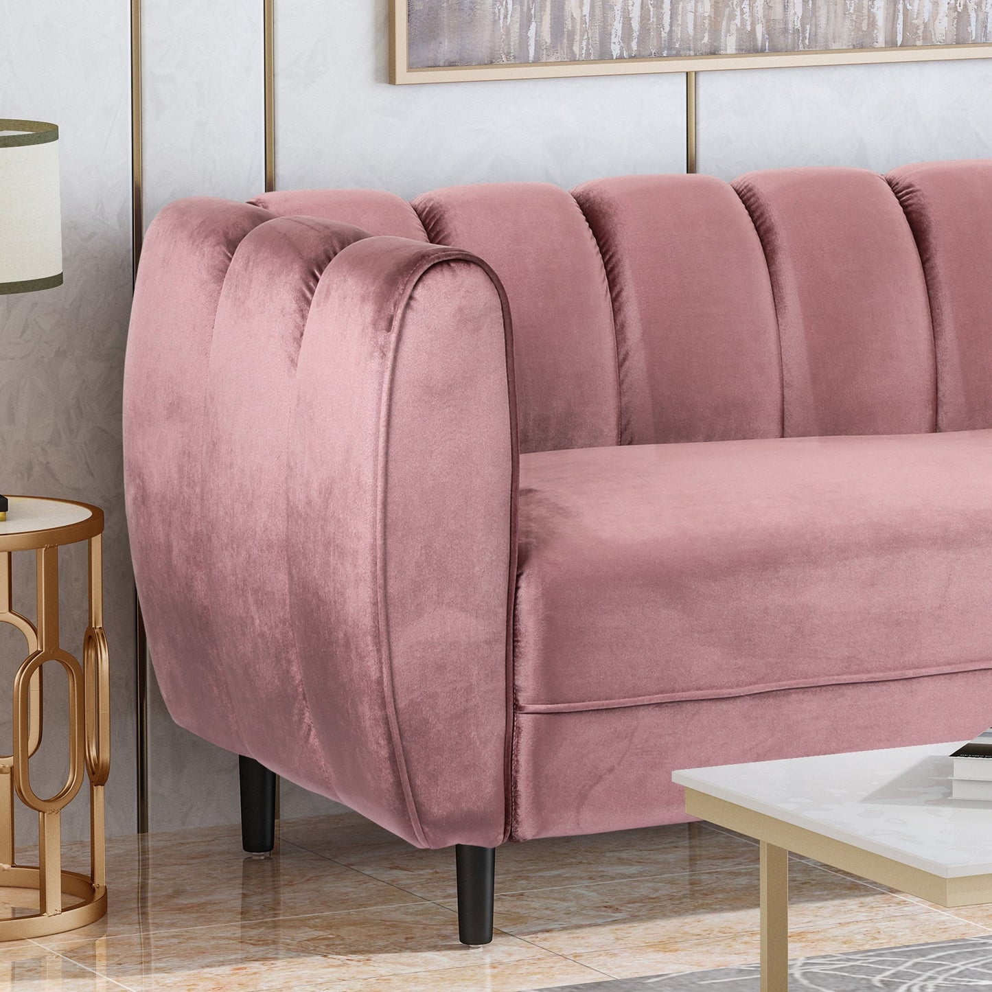 Divano moderno Bobran in velluto a 3 posti di Christopher Knight Home - 30,00 P x 83,25 L x 30,25 A