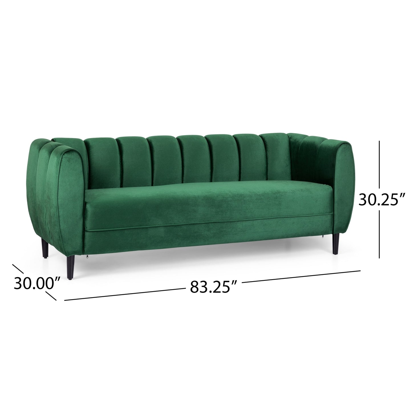Divano moderno Bobran in velluto a 3 posti di Christopher Knight Home - 30,00 P x 83,25 L x 30,25 A