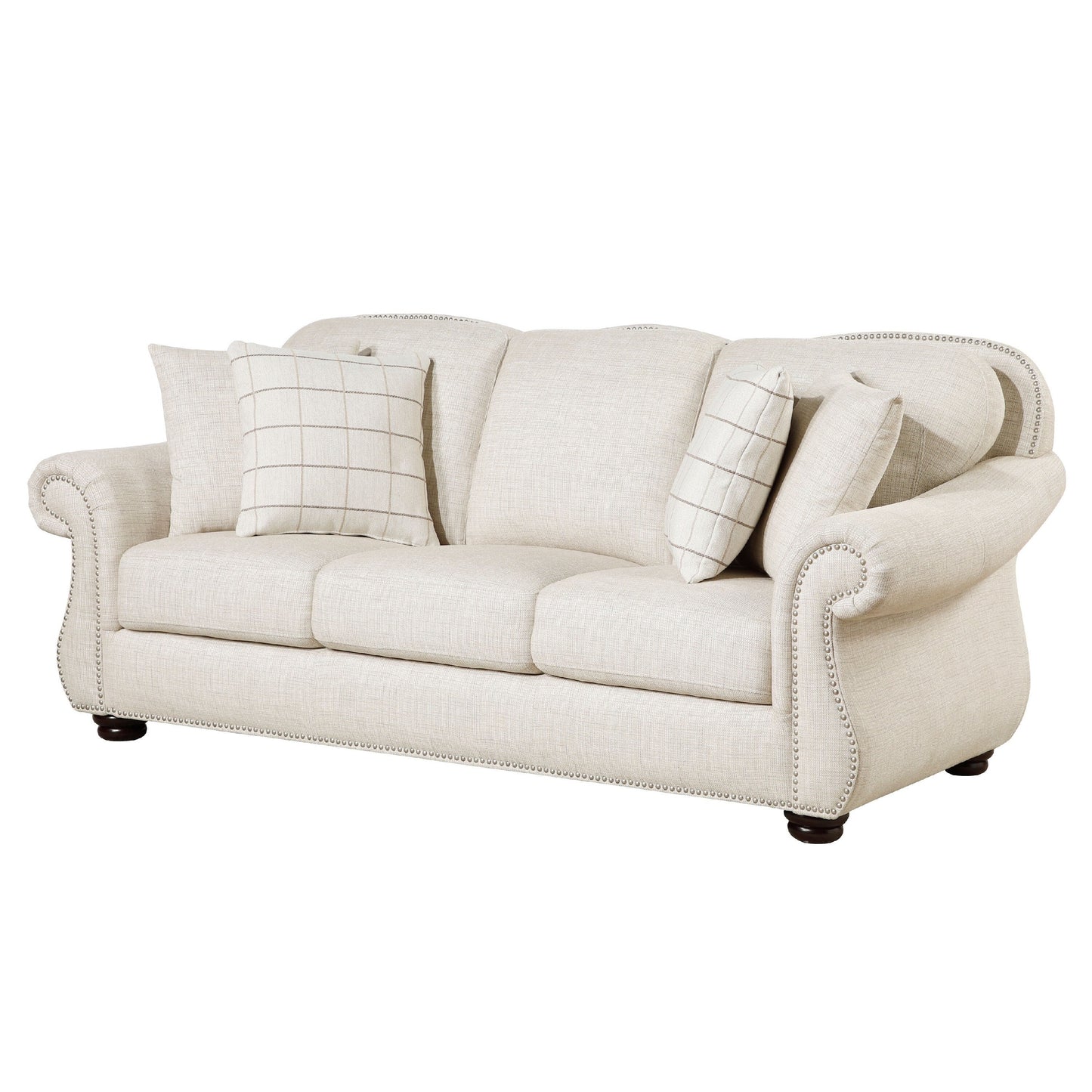 Divano Boro con 4 cuscini decorativi da 85 pollici, tessuto beige morbido
