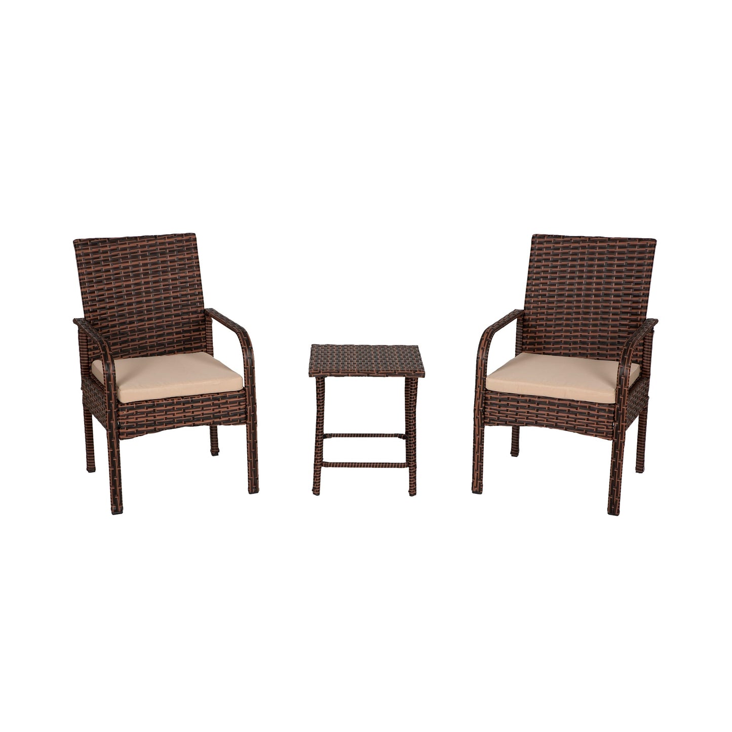 Set da patio bistrot in vimini Bradbury Outdoor da 3 pezzi con cuscini