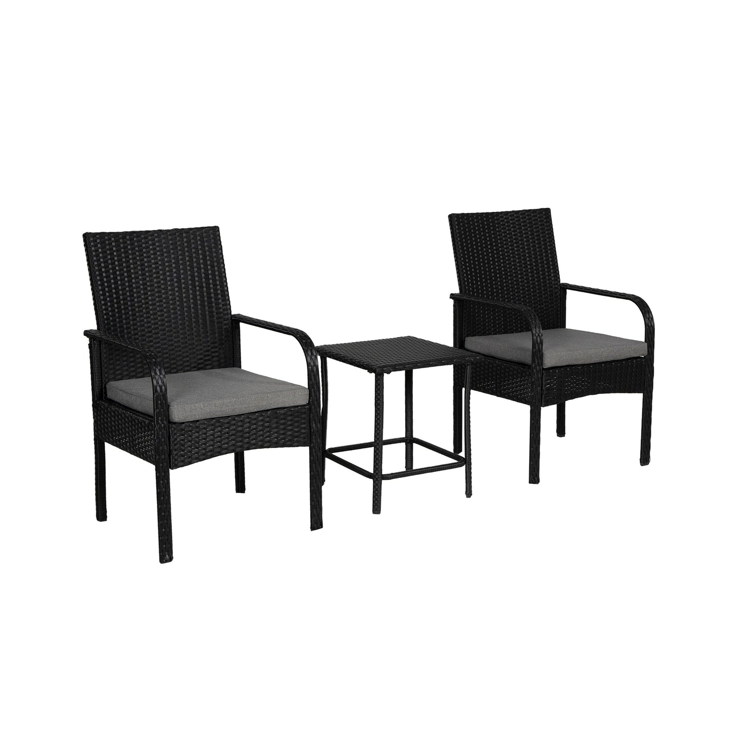Set da patio bistrot in vimini Bradbury Outdoor da 3 pezzi con cuscini