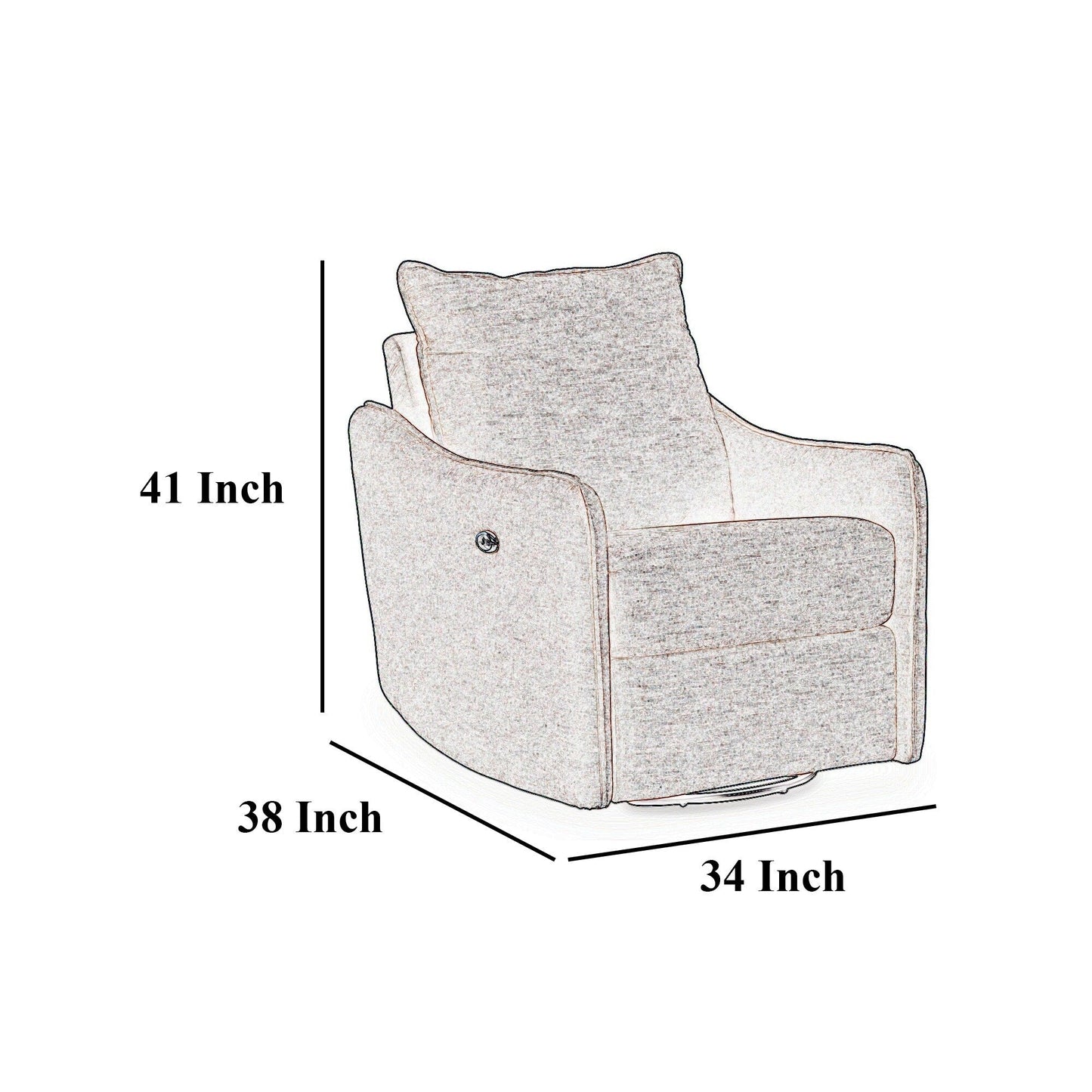 Poltrona reclinabile girevole elettrica Bradley, poliestere grigio, schienale con cuscino