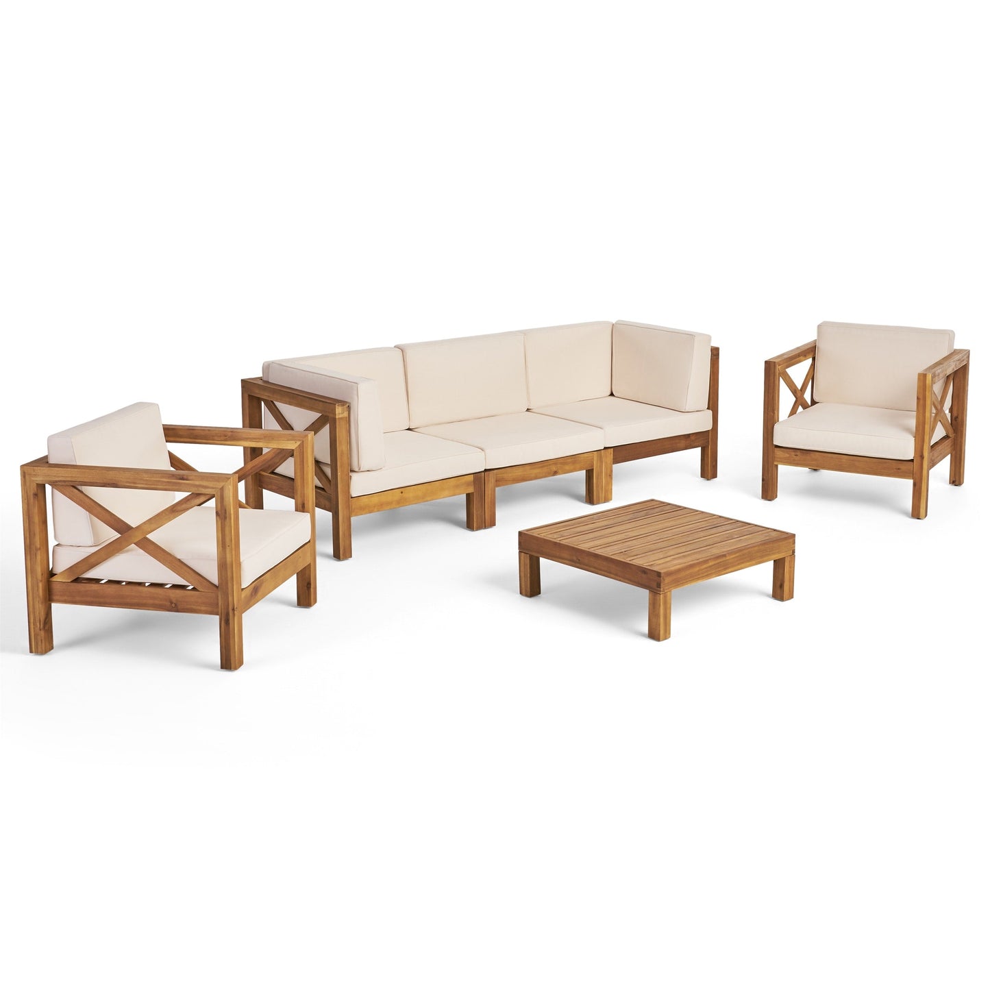 Set da esterno Brava in legno di acacia da 6 pezzi di Christopher Knight Home