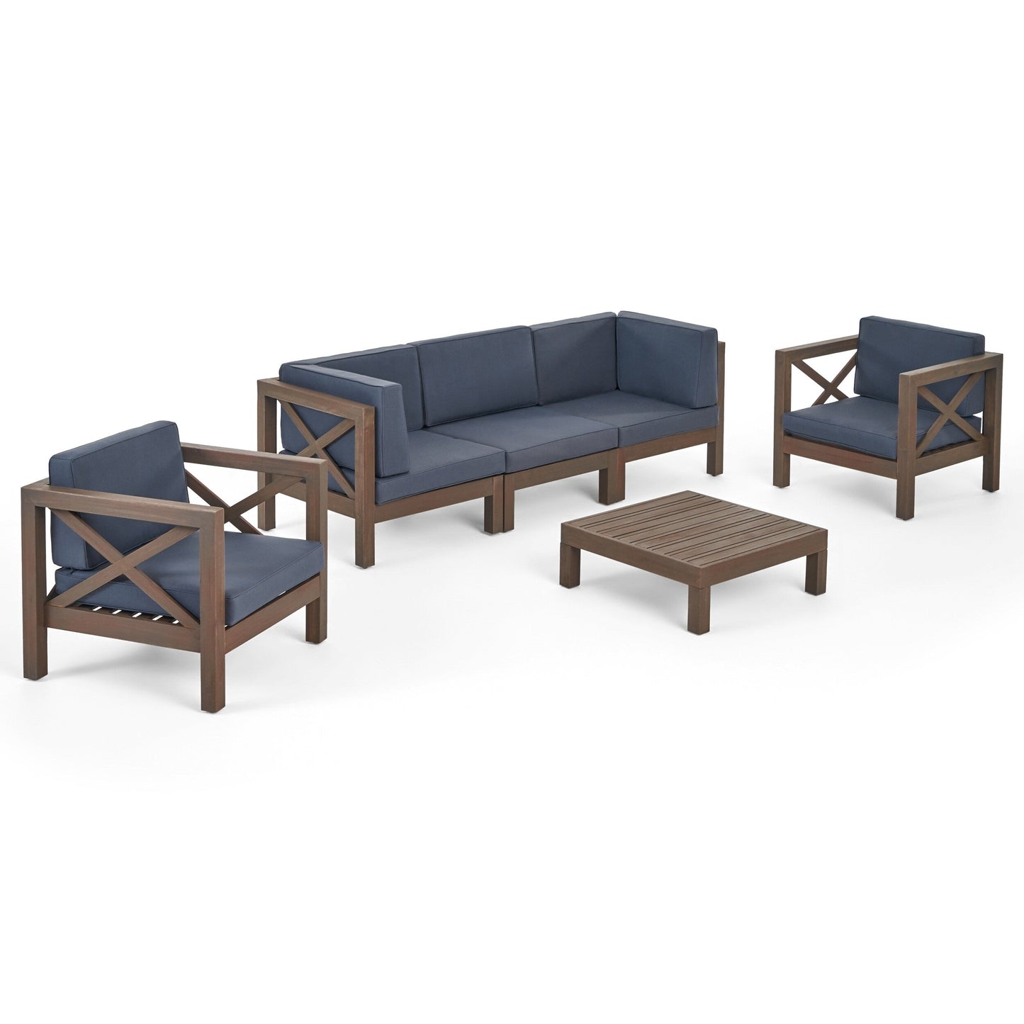 Set da esterno Brava in legno di acacia da 6 pezzi di Christopher Knight Home