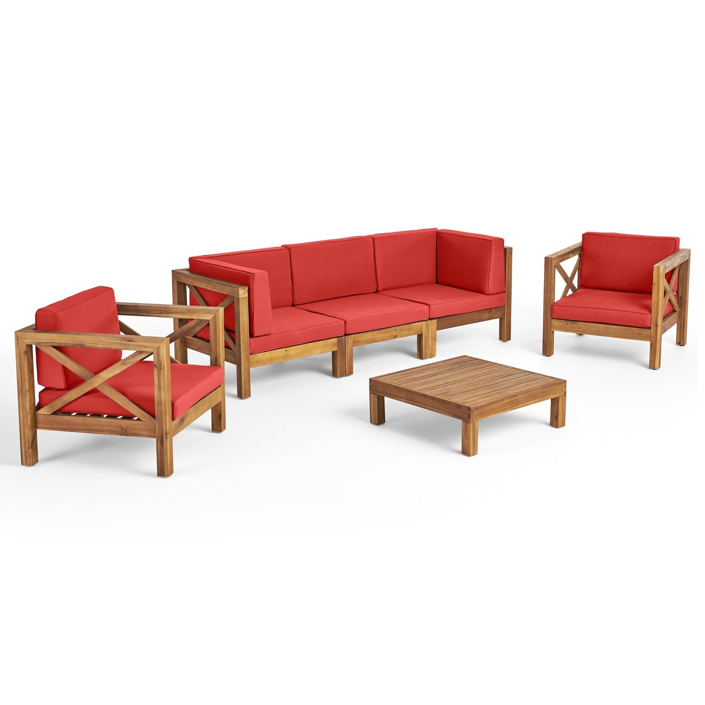 Set da esterno Brava in legno di acacia da 6 pezzi di Christopher Knight Home
