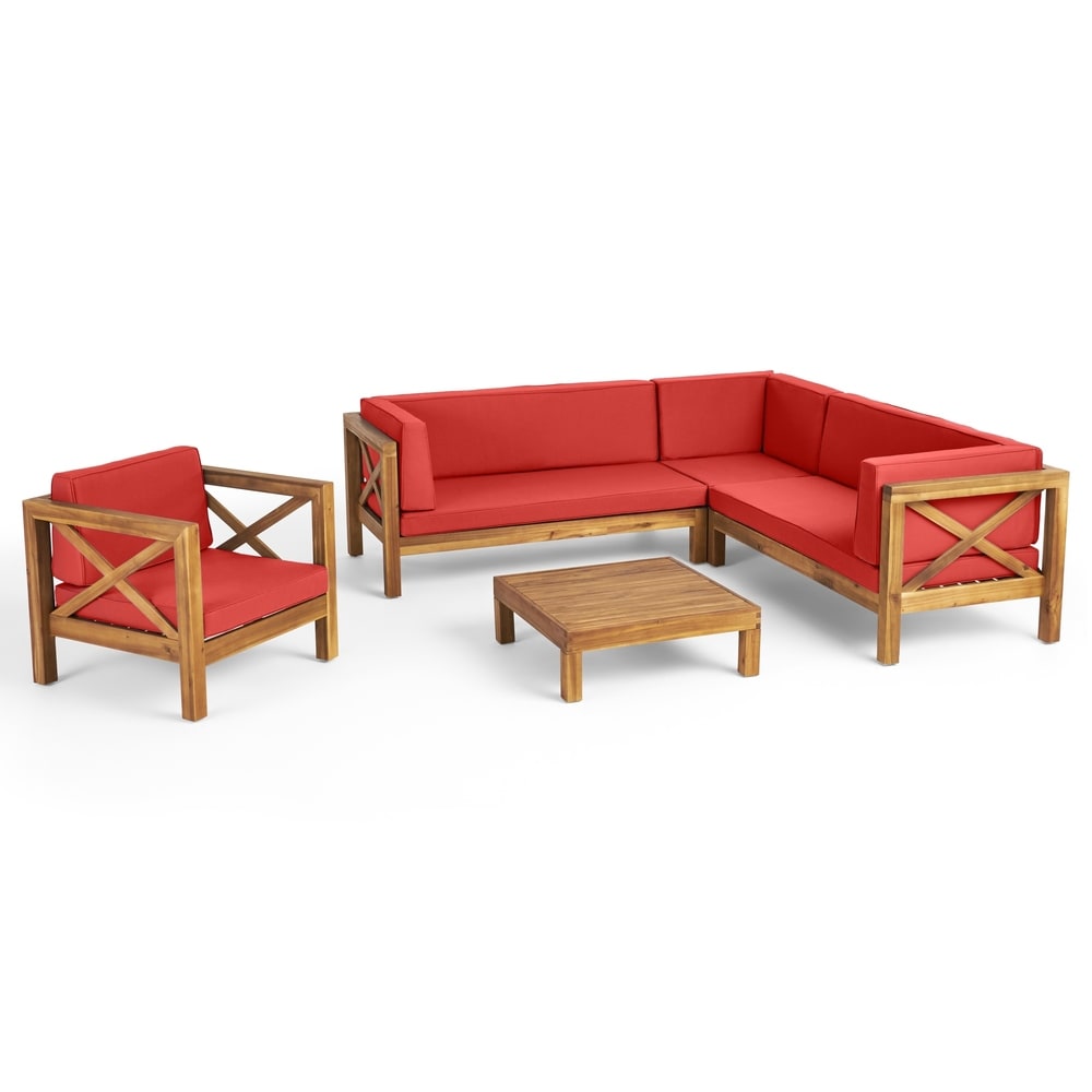 Divano componibile e poltrona club Brava Outdoor Acacia di Christopher Knight Home