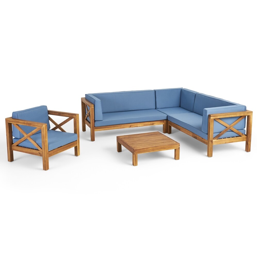 Divano componibile e poltrona club Brava Outdoor Acacia di Christopher Knight Home