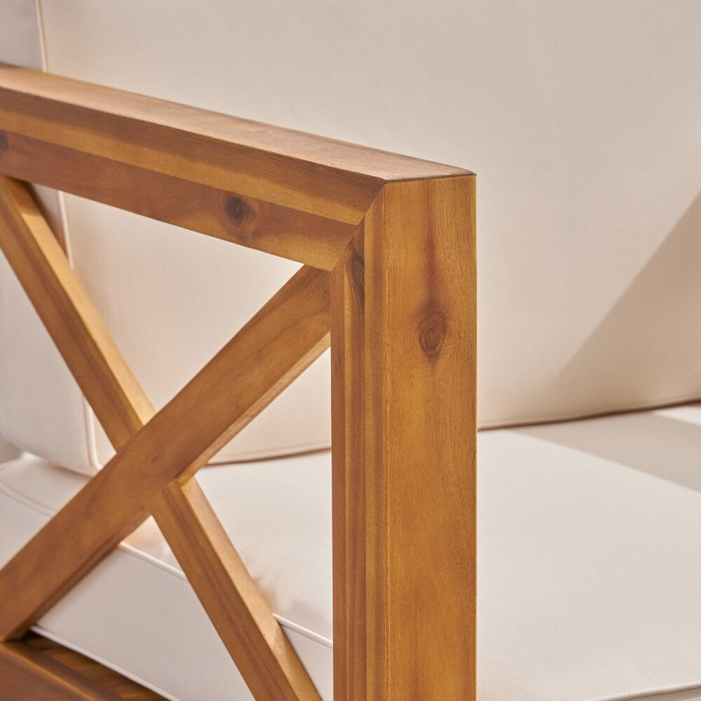 Divano componibile e poltrona club Brava Outdoor Acacia di Christopher Knight Home