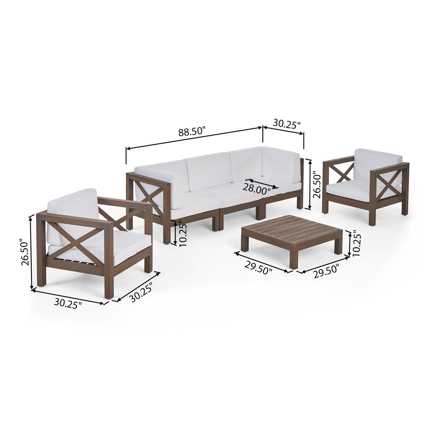 Set da esterno Brava in legno di acacia da 6 pezzi di Christopher Knight Home