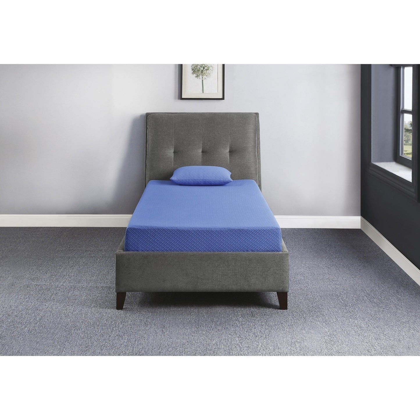 Set di materasso e cuscino in tessuto traspirante, materasso in memory foam con infusione di gel in una scatola