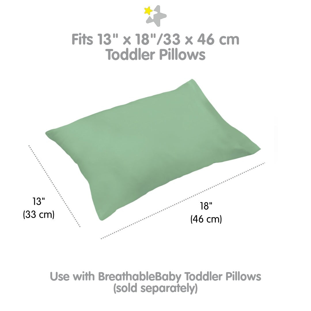 Federa per cuscino traspirante in percalle di cotone per bambini, per cuscino per bambini piccoli 13 x 18/33 x 46 cm, tinta unita (confezione da 2)