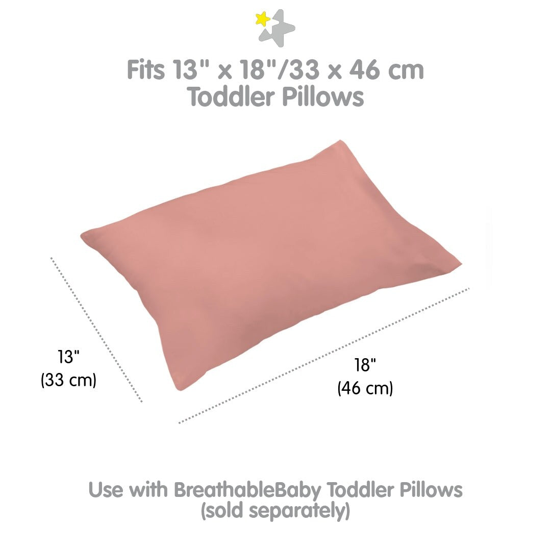 Federa per cuscino traspirante in percalle di cotone per bambini, per cuscino per bambini piccoli 13 x 18/33 x 46 cm, tinta unita (confezione da 2)