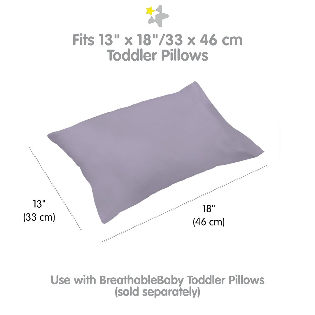 Federa per cuscino traspirante in percalle di cotone per bambini, per cuscino per bambini piccoli 13 x 18/33 x 46 cm, tinta unita (confezione da 2)