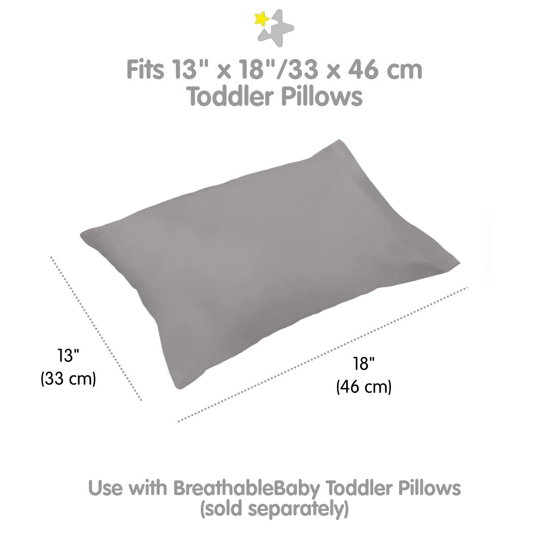 Federa per cuscino traspirante in percalle di cotone per bambini, per cuscino per bambini piccoli 13 x 18/33 x 46 cm, tinta unita (confezione da 2)