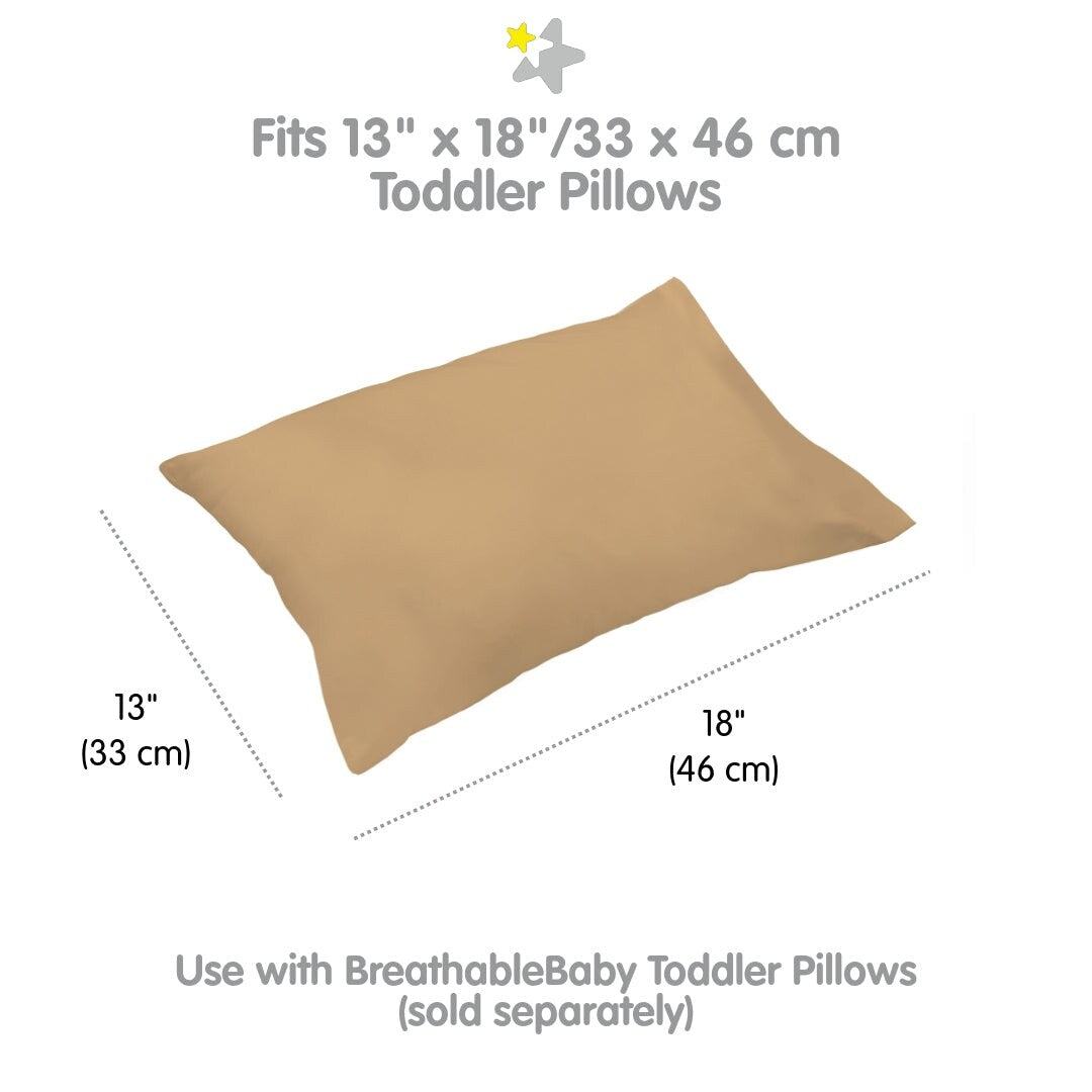 Federa per cuscino traspirante in percalle di cotone per bambini, per cuscino per bambini piccoli 13 x 18/33 x 46 cm, tinta unita (confezione da 2)