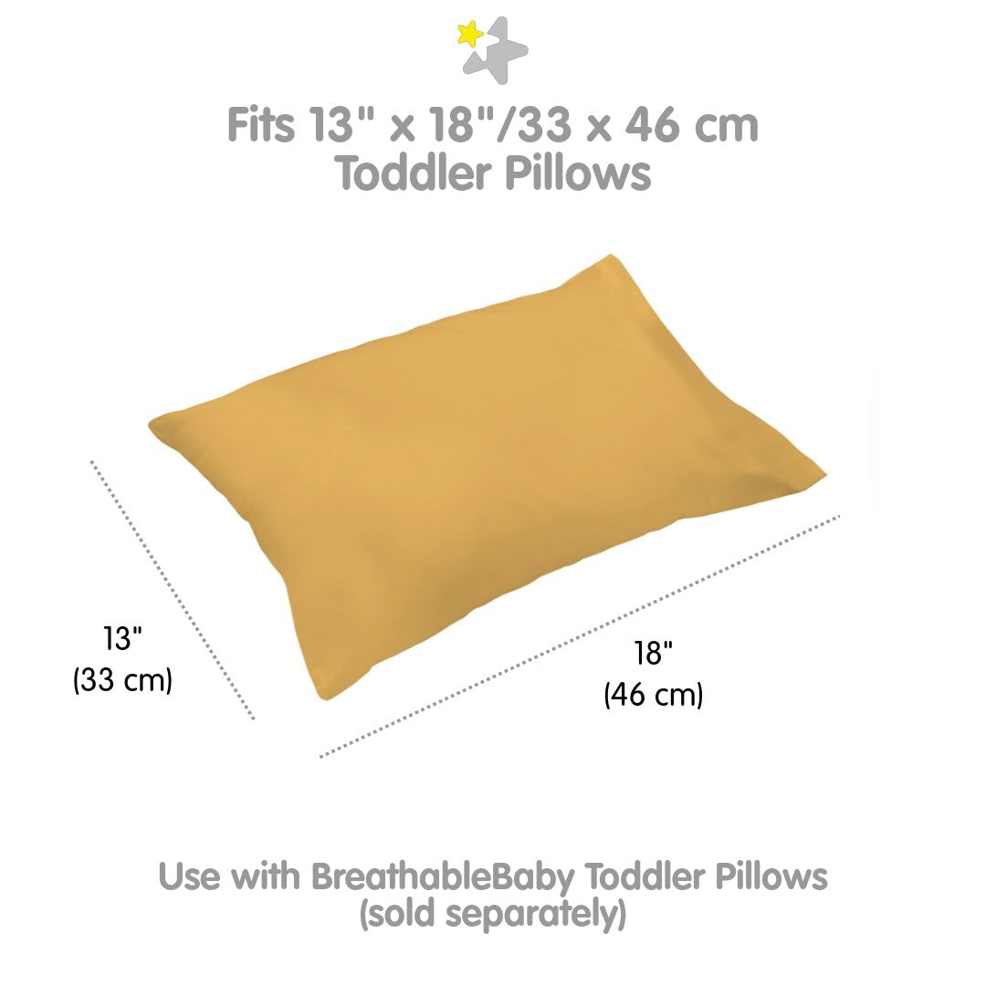 Federa per cuscino traspirante in percalle di cotone per bambini, per cuscino per bambini piccoli 13 x 18/33 x 46 cm, tinta unita (confezione da 2)