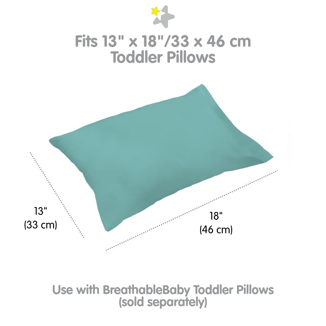 Federa per cuscino traspirante in percalle di cotone per bambini, per cuscino per bambini piccoli 13 x 18/33 x 46 cm, tinta unita (confezione da 2)