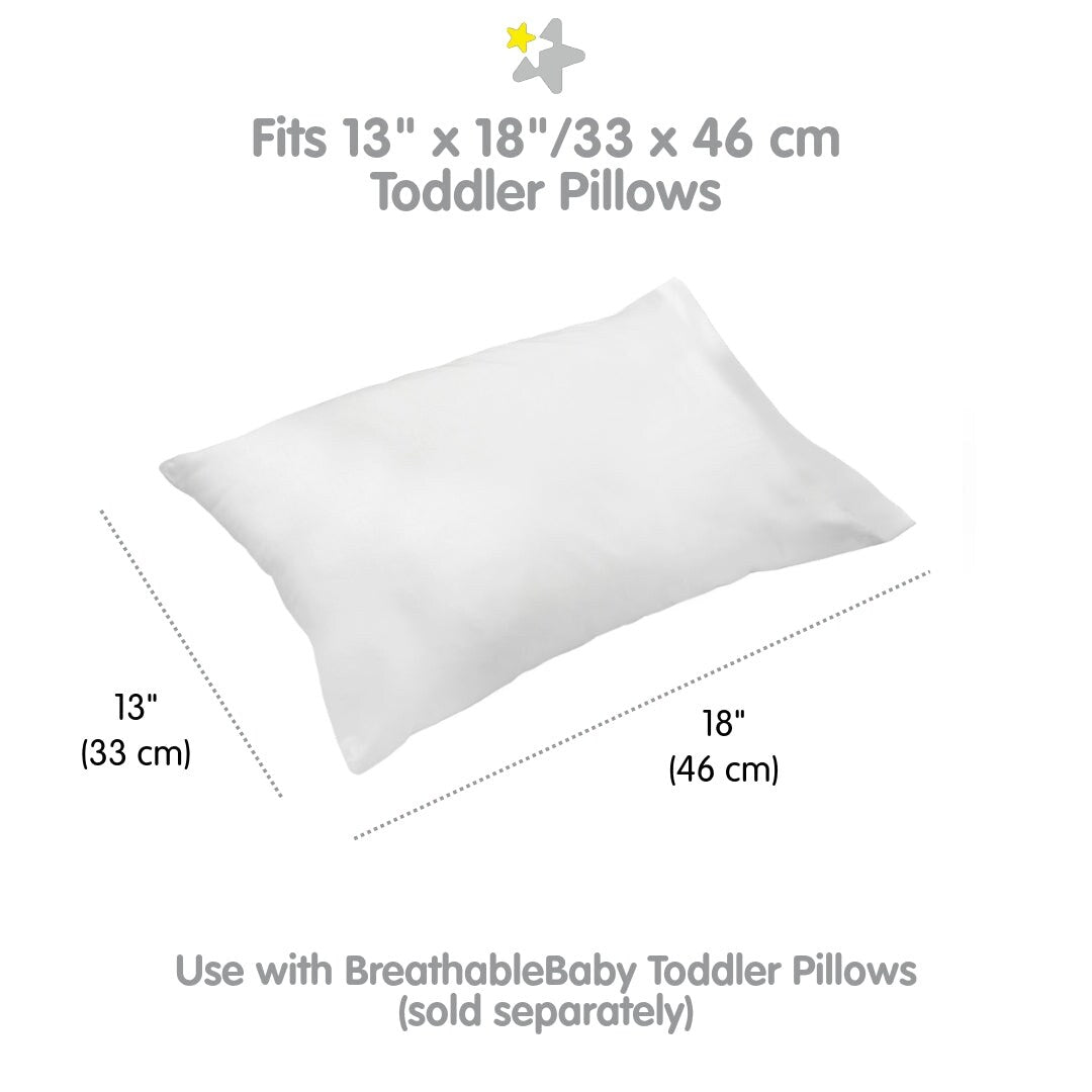 Federa per cuscino traspirante in percalle di cotone per bambini, per cuscino per bambini piccoli 13 x 18/33 x 46 cm, tinta unita (confezione da 2)
