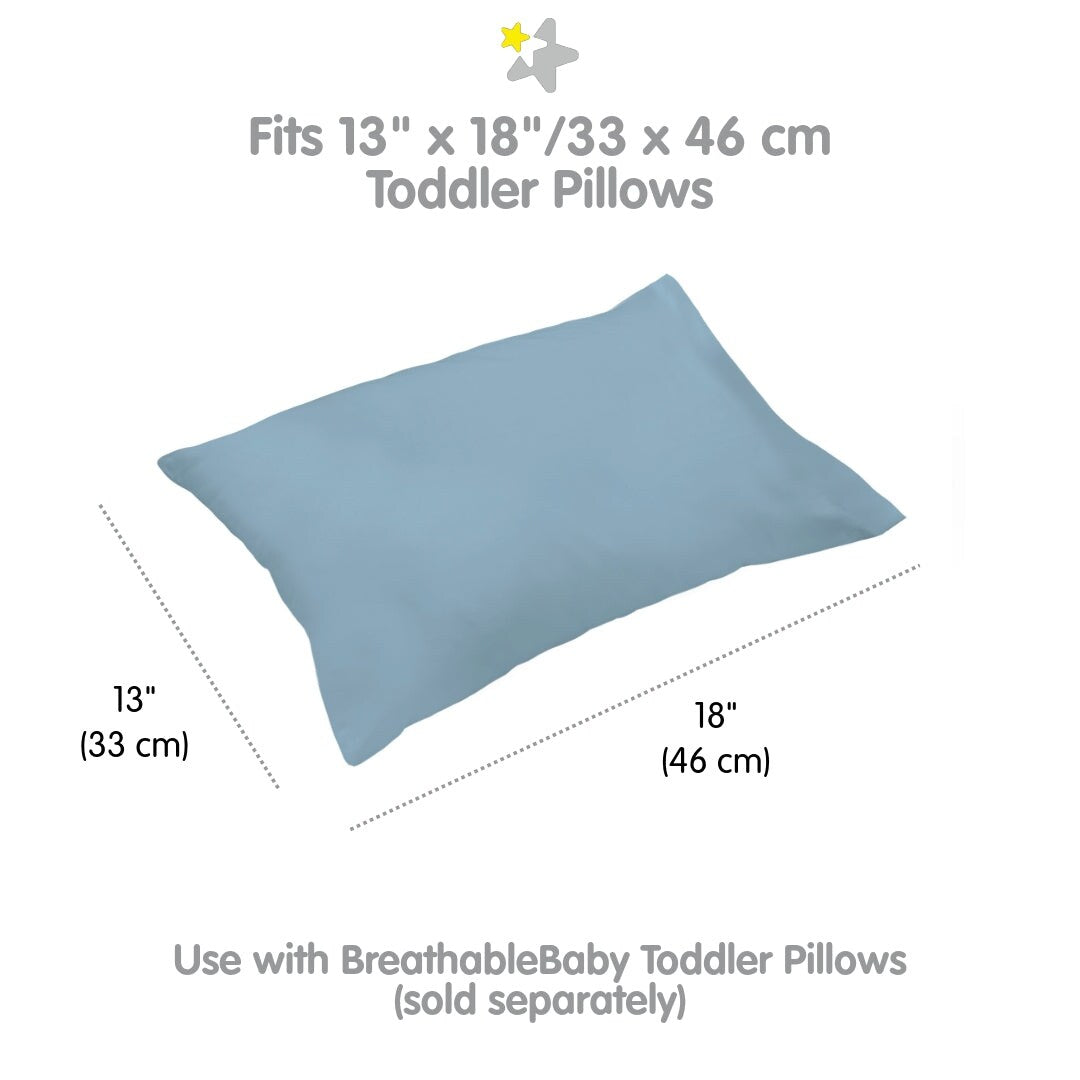 Federa per cuscino traspirante in percalle di cotone per bambini, per cuscino per bambini piccoli 13 x 18/33 x 46 cm, tinta unita (confezione da 2)
