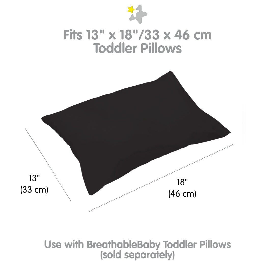 Federa per cuscino traspirante in percalle di cotone per bambini, per cuscino per bambini piccoli 13 x 18/33 x 46 cm, tinta unita (confezione da 2)