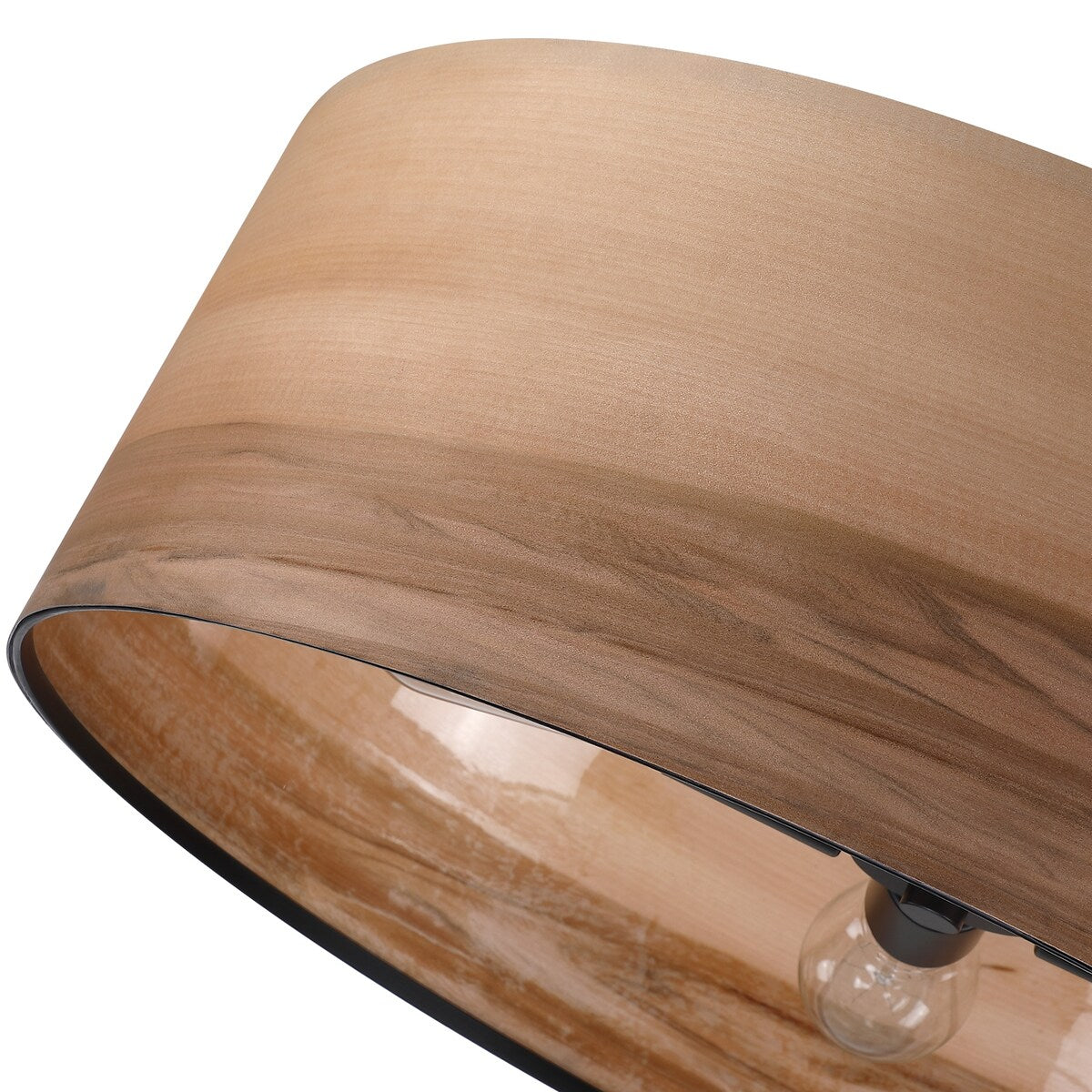 Lampadario a tamburo Breaux a 4 luci in legno impiallacciato con baldacchino nero - 22 pollici di larghezza