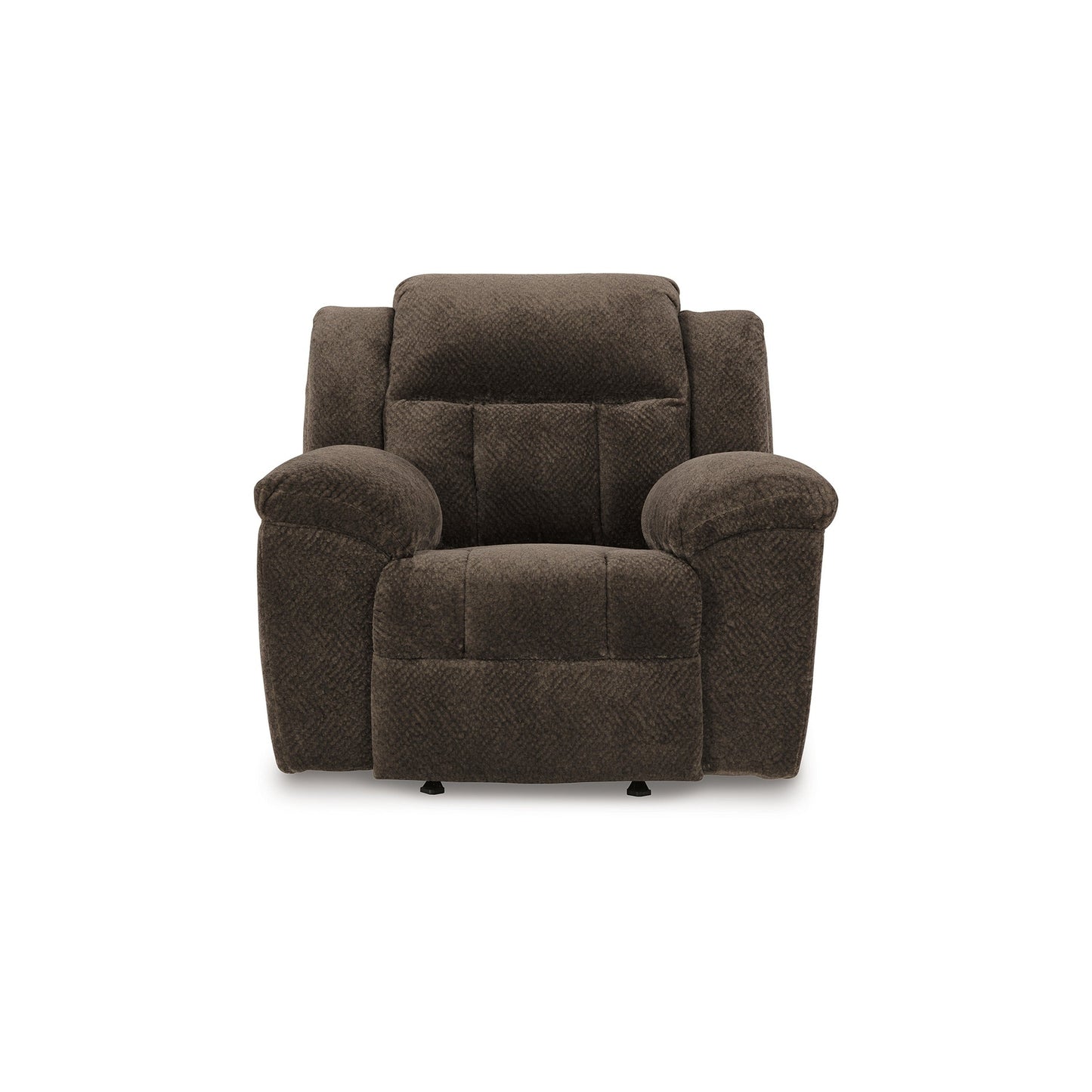 Poltrona reclinabile manuale Briar, in poliestere marrone, braccioli con cuscino