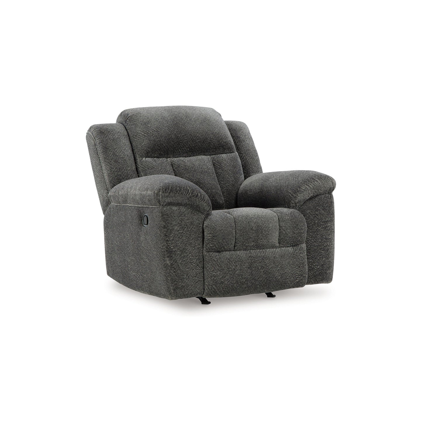 Poltrona reclinabile manuale Briar, poliestere grigio scuro, braccioli con cuscino
