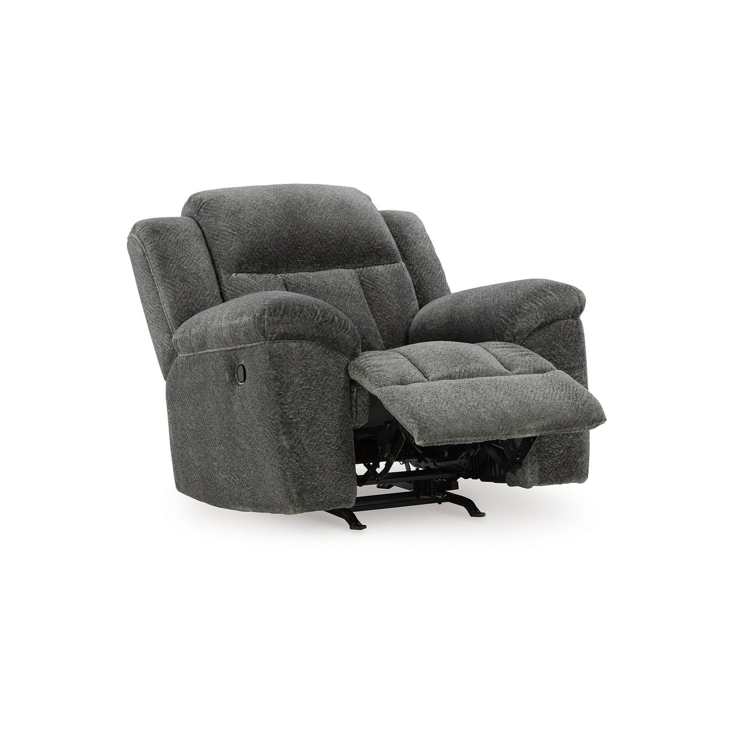 Poltrona reclinabile manuale Briar, poliestere grigio scuro, braccioli con cuscino