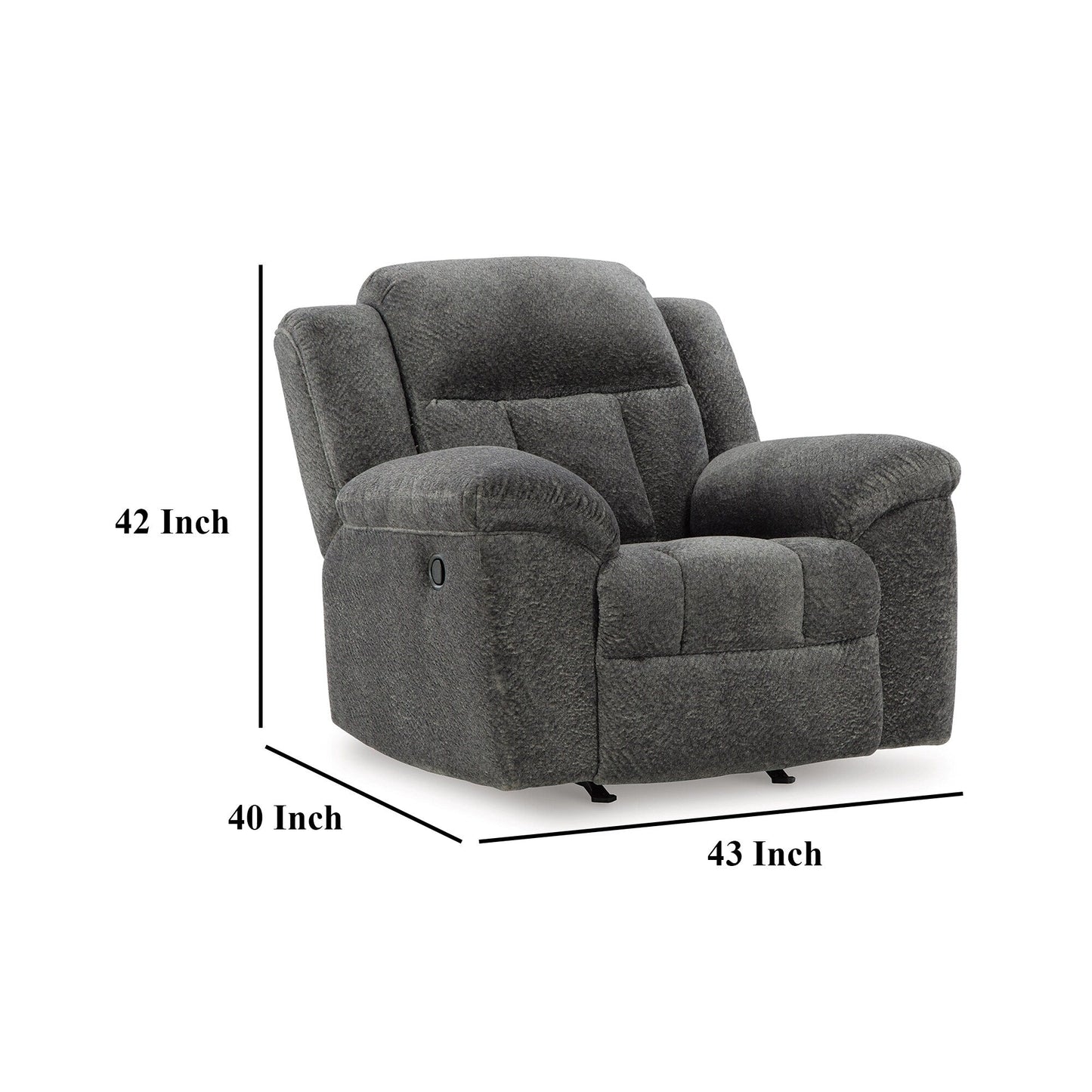 Poltrona reclinabile manuale Briar, poliestere grigio scuro, braccioli con cuscino