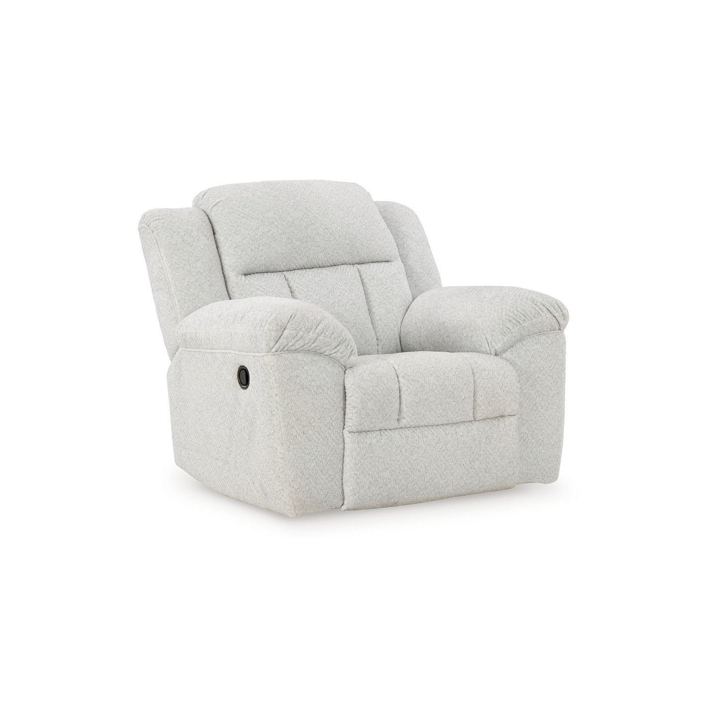 Poltrona reclinabile manuale Briar, in poliestere bianco, braccioli con cuscino
