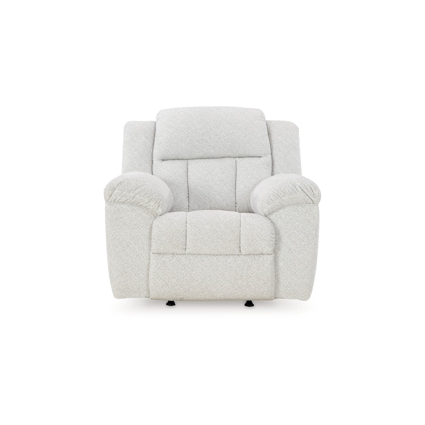 Poltrona reclinabile manuale Briar, in poliestere bianco, braccioli con cuscino