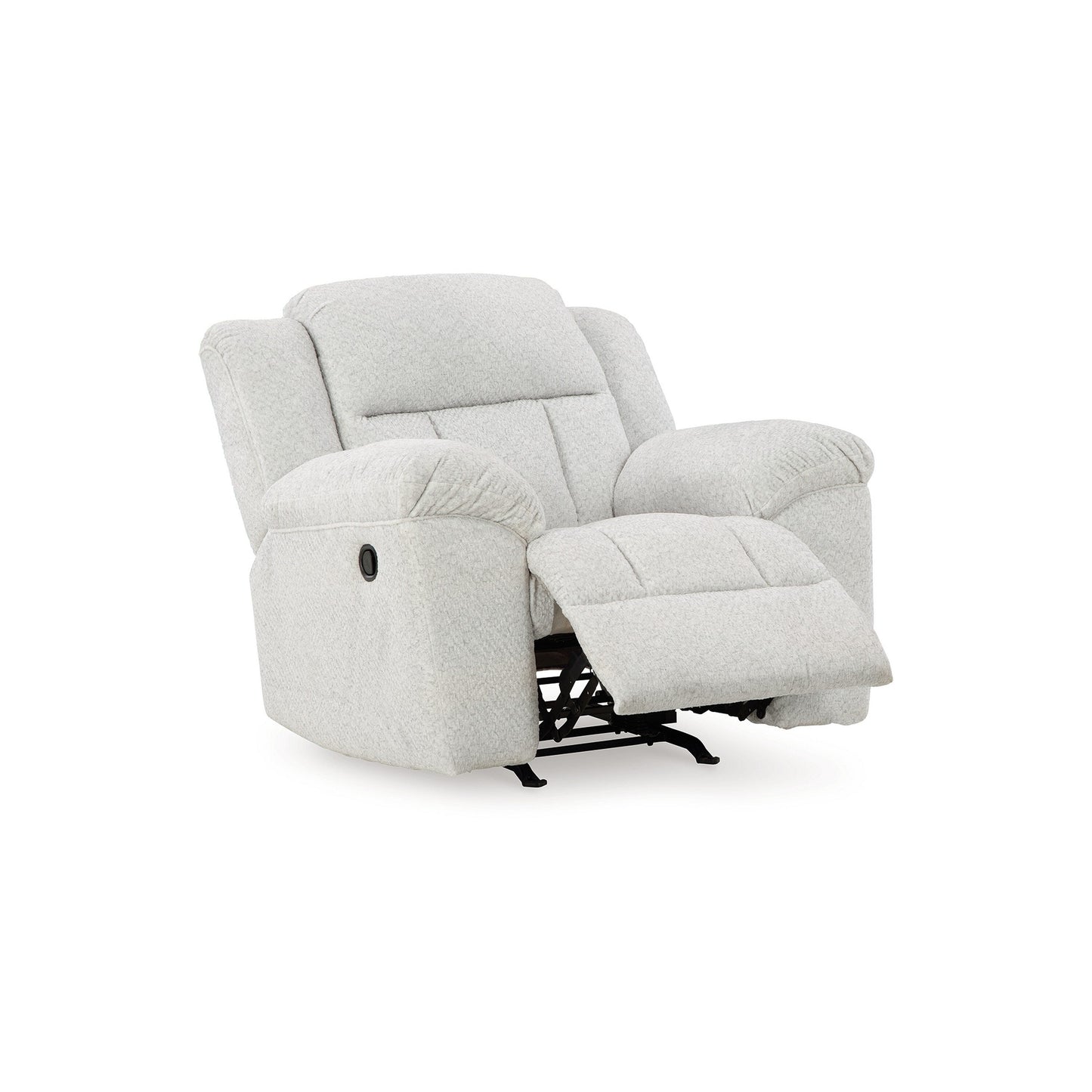 Poltrona reclinabile manuale Briar, in poliestere bianco, braccioli con cuscino