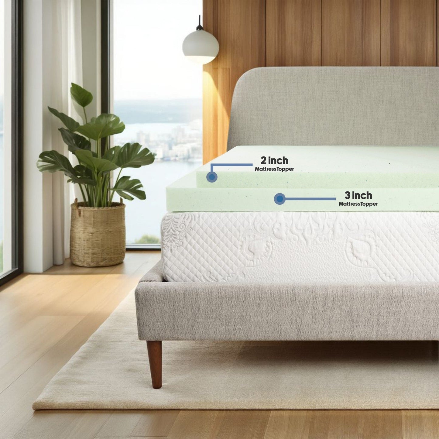 Coprimaterasso in memory foam Cool Gel da 2 pollici Bridgevine Home