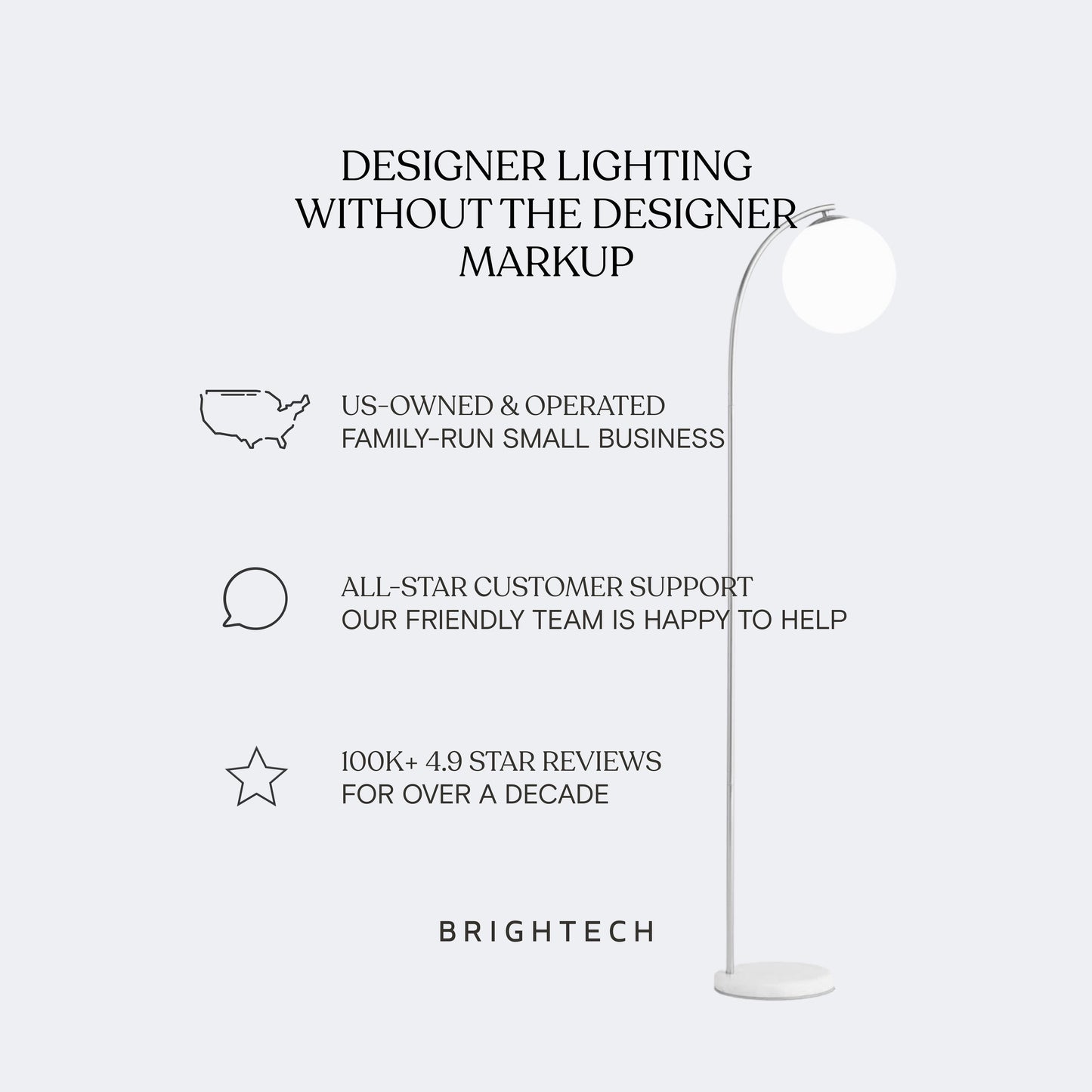 Lampada da terra super luminosa a LED Brightech Nova da 74 pollici con 3 anelli luminosi industriali e dimmer a 3 vie