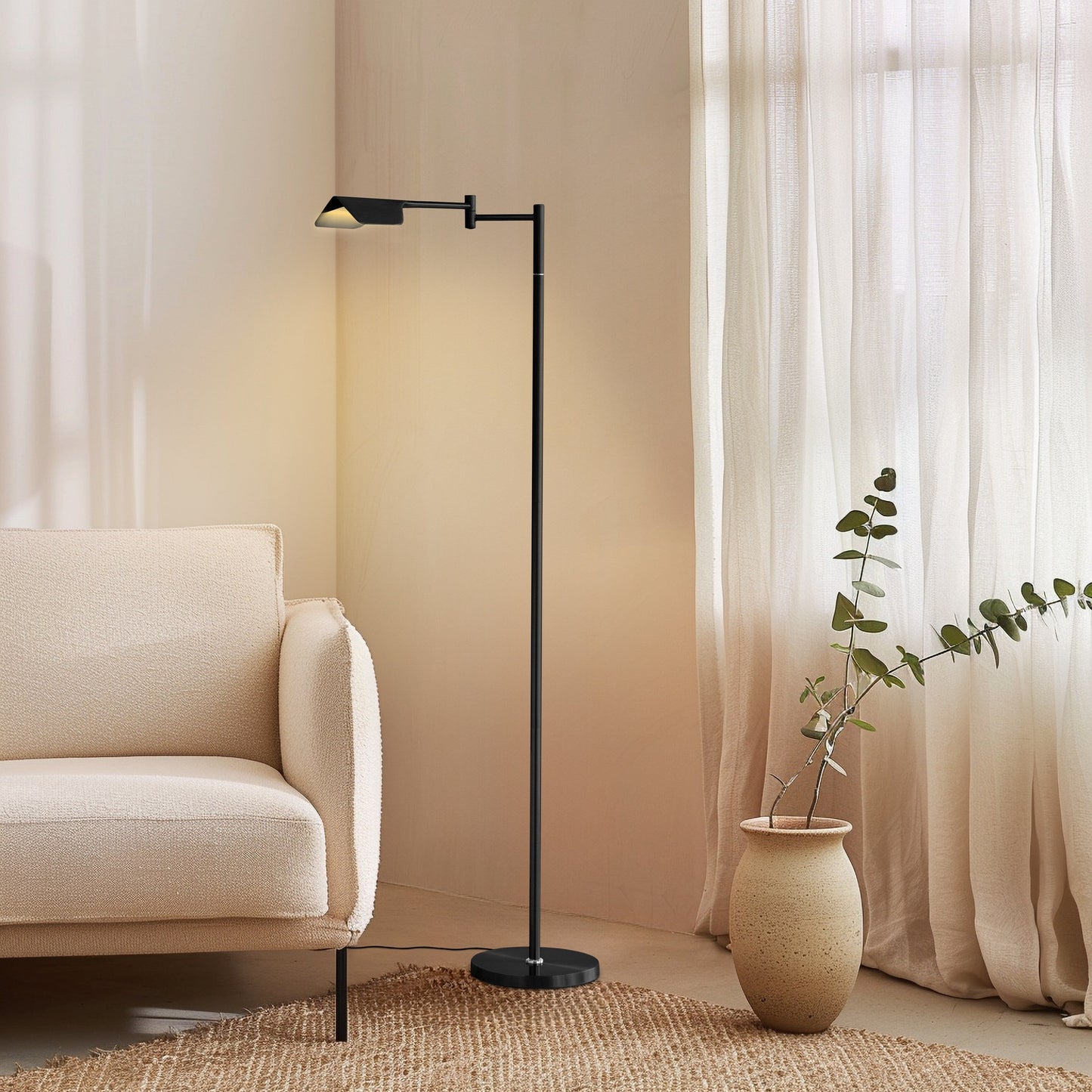 Lampada da terra a LED Brightech Leaf da 53 pollici con dimmer industriale a 3 vie e paralume Empire in metallo ottone