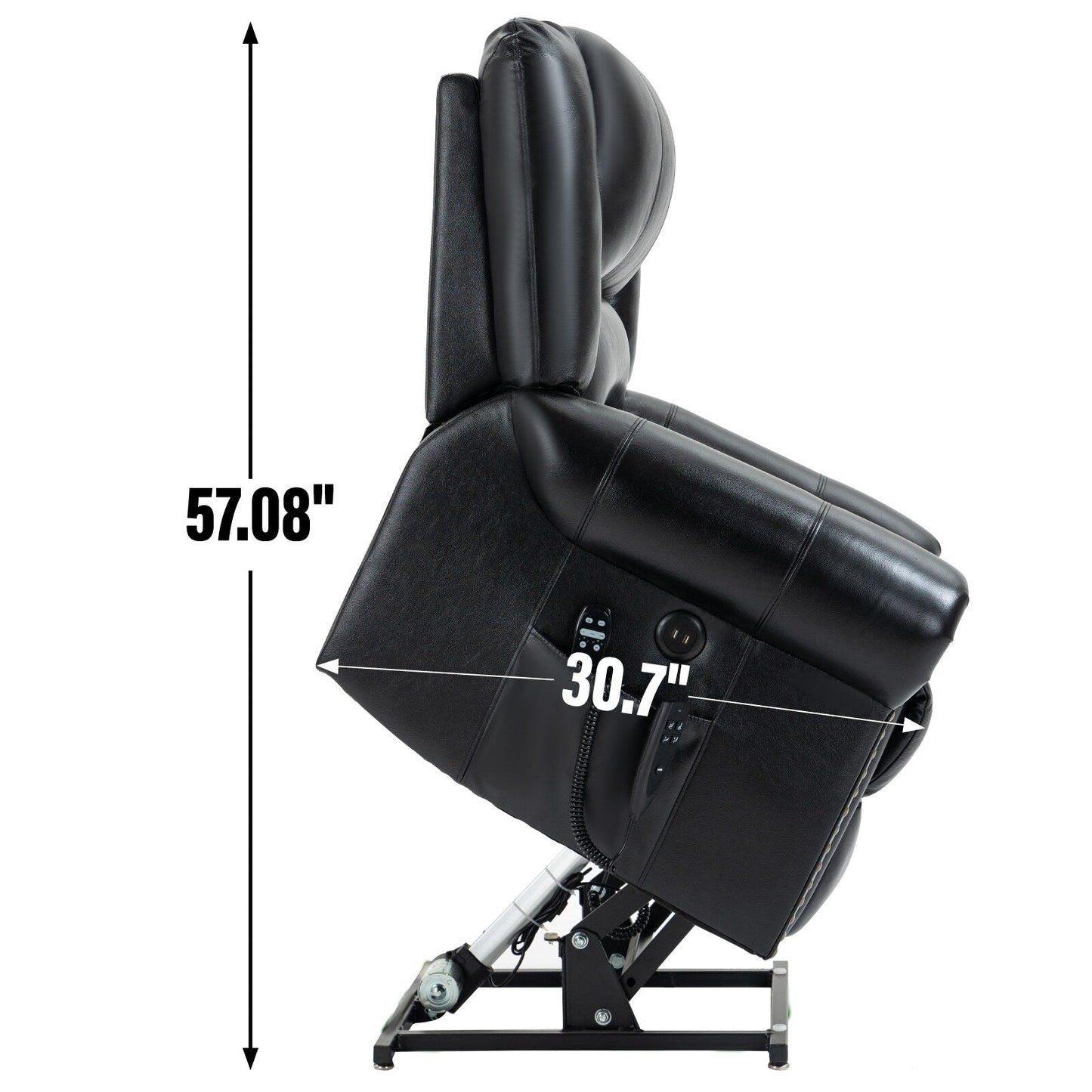 Poltrona reclinabile elettrica in vera pelle marrone con doppio motore, massaggio riscaldato, porte USB e funzione di reclinazione completa
